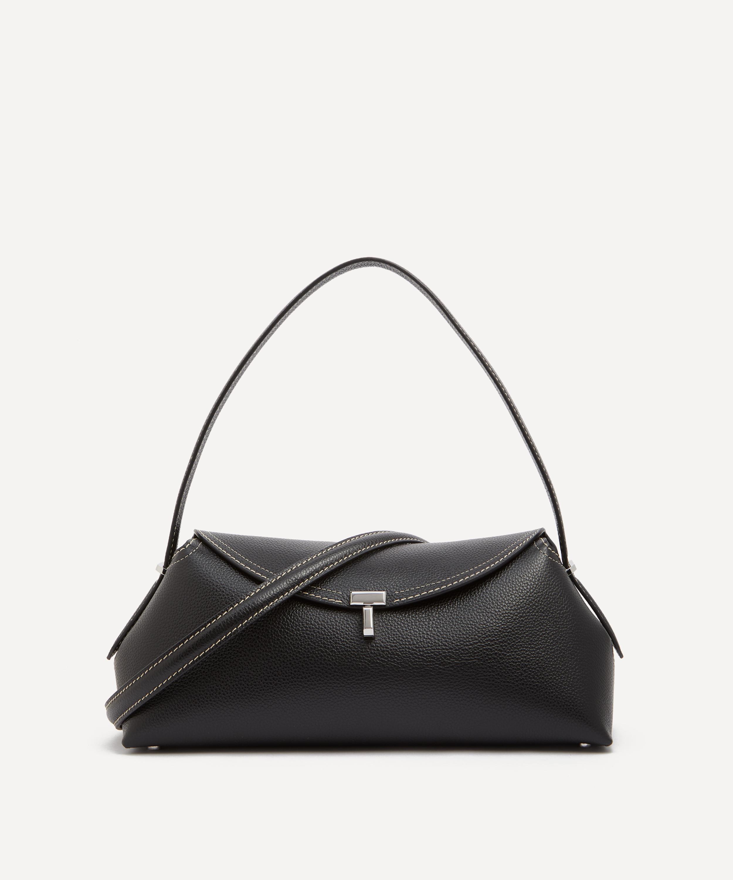 Toteme - T-Lock Black Grained Leather Shoulder Bag image number 0