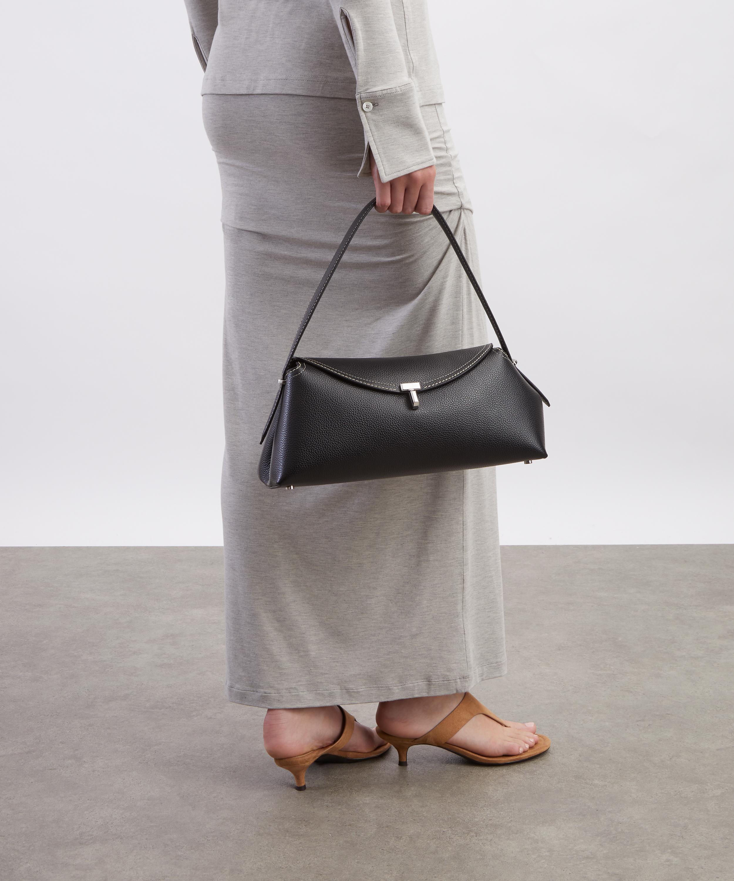 Toteme - T-Lock Black Grained Leather Shoulder Bag image number 1