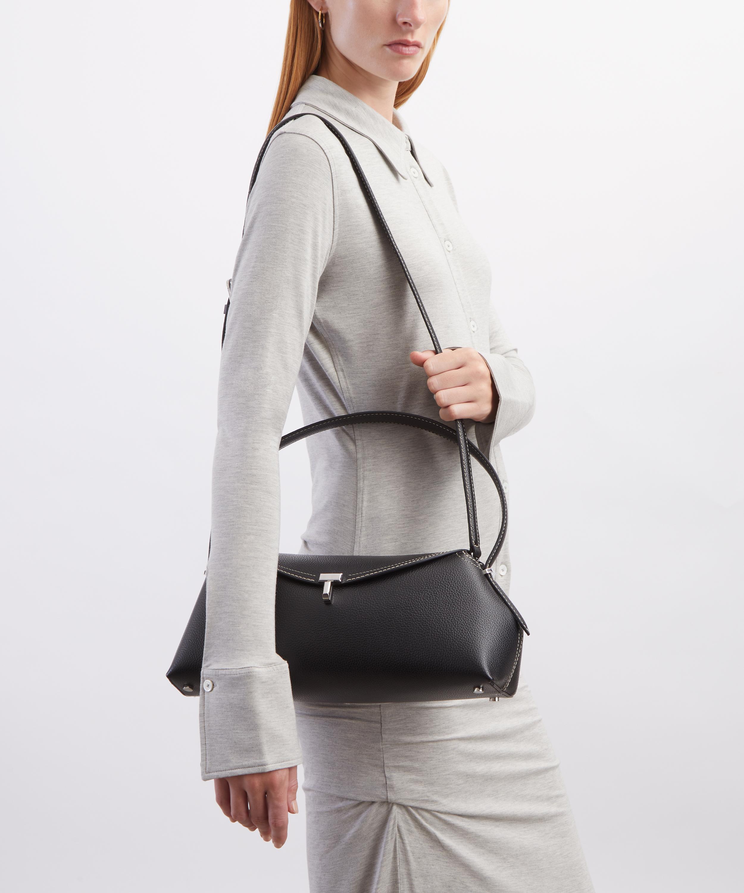Toteme - T-Lock Black Grained Leather Shoulder Bag image number 6