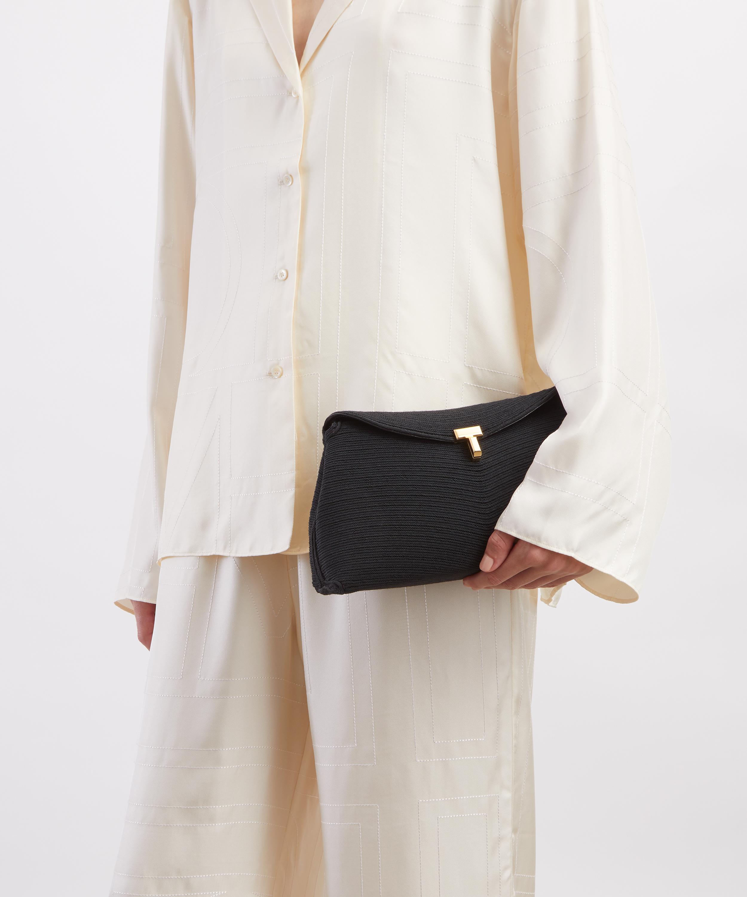 Toteme - T-Lock Black Rope Clutch Bag image number 1