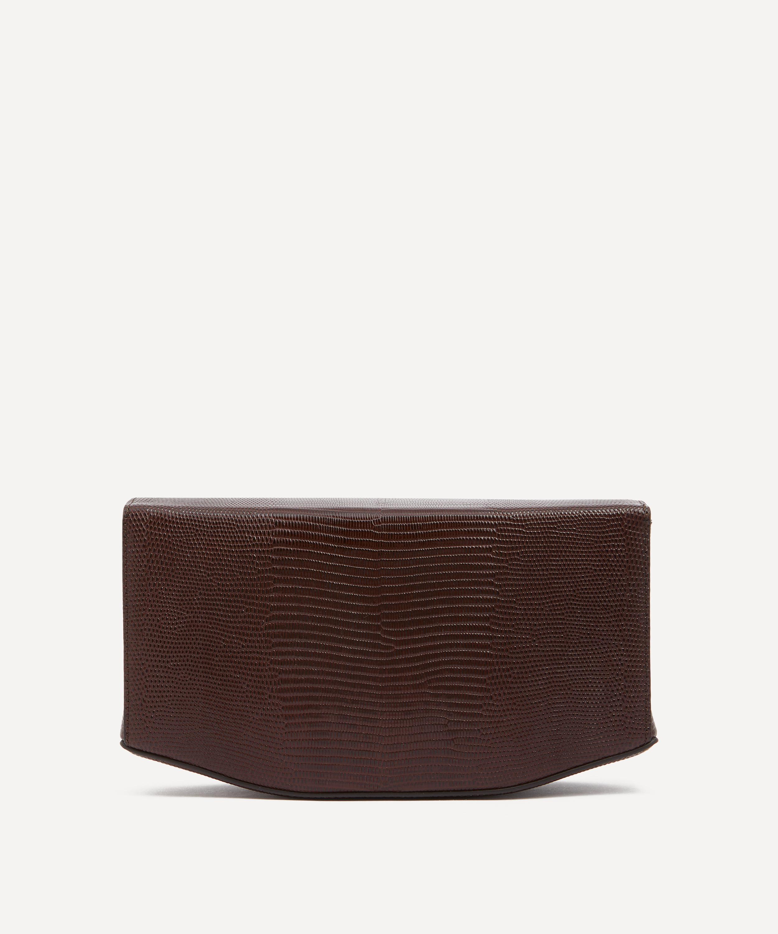 Toteme - Clip Lizard Embossed Brown Leather Clutch Bag image number 3