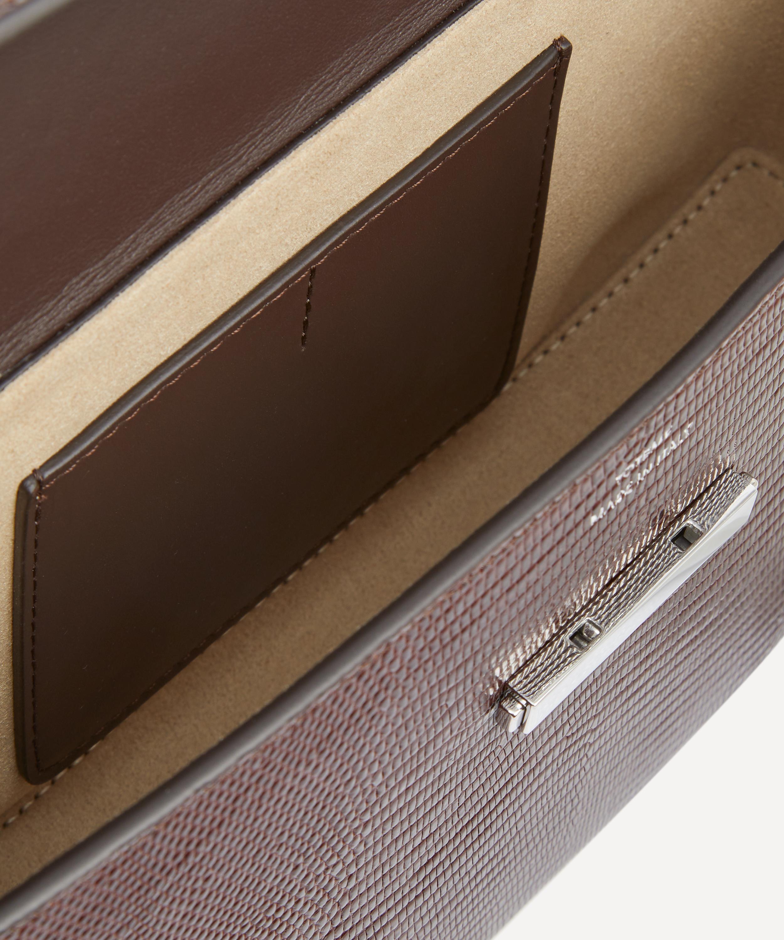 Toteme - Clip Lizard Embossed Brown Leather Clutch Bag image number 5