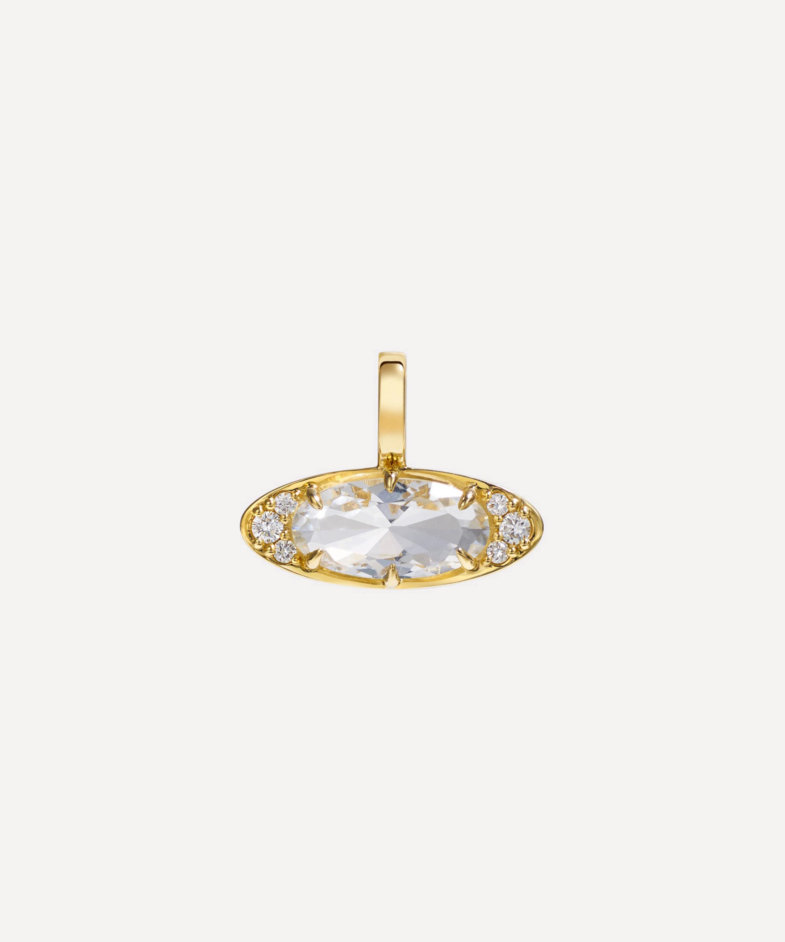By Pariah - 14ct Gold Ellipse White Topaz Pendant