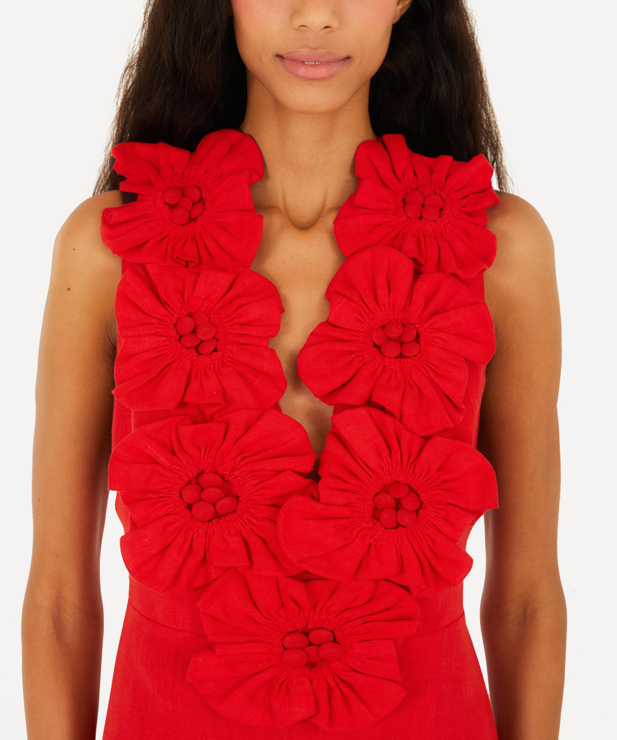 FARM Rio - Red Sleeveless Linen Midi Dress image number 1