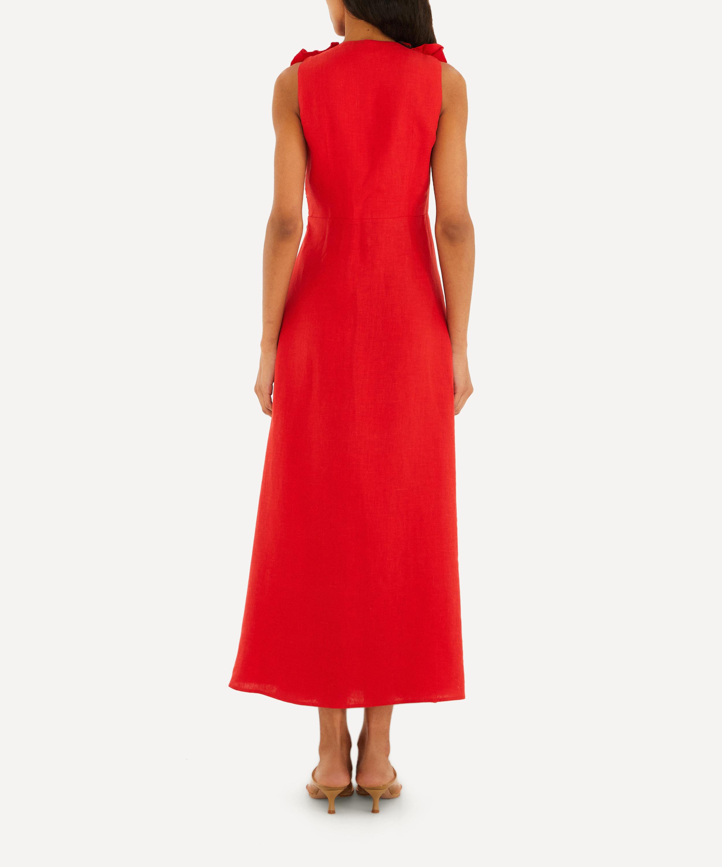 FARM Rio - Red Sleeveless Linen Midi Dress image number 2