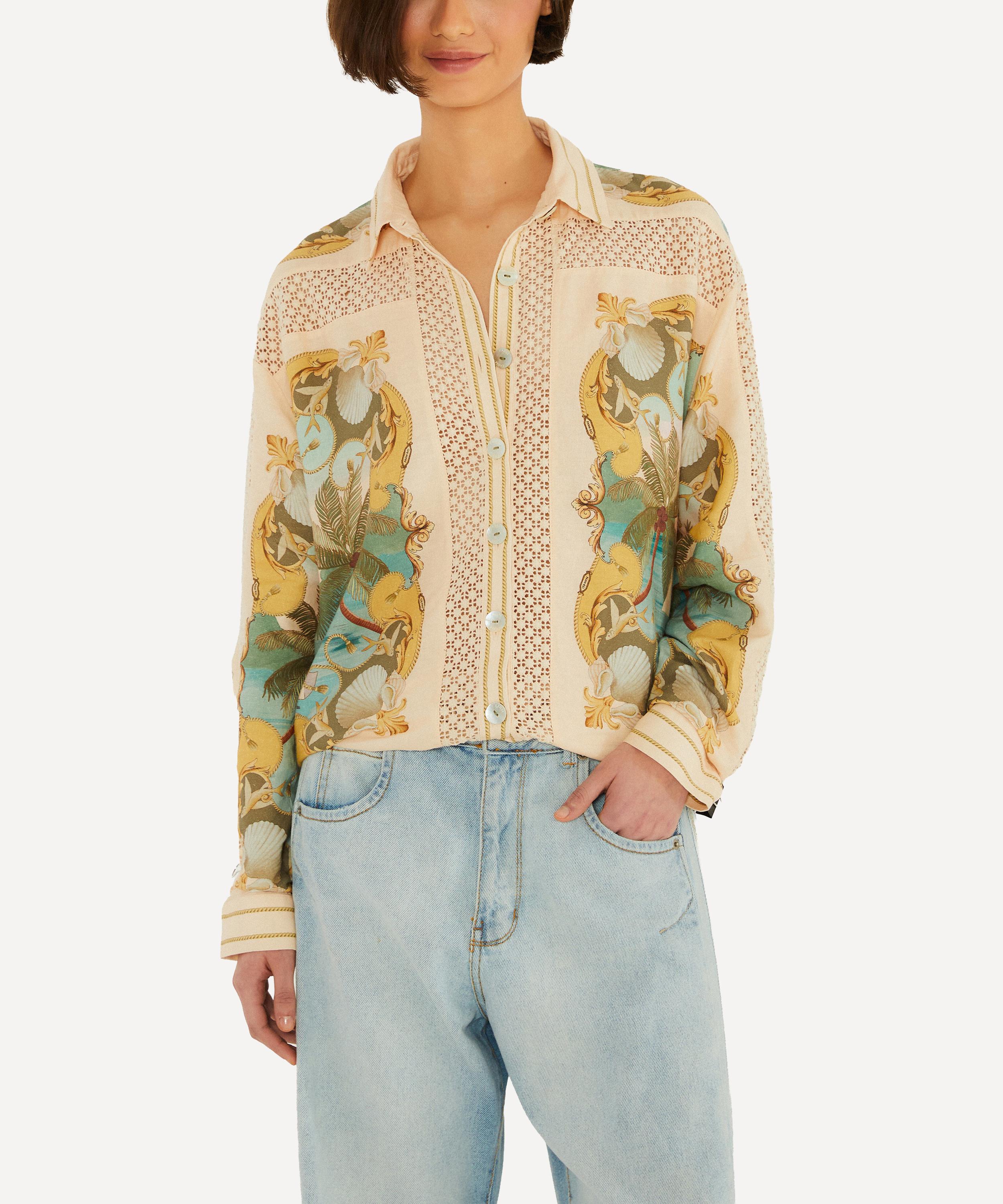 FARM Rio - Sand Royal Sea Crochet Shirt
