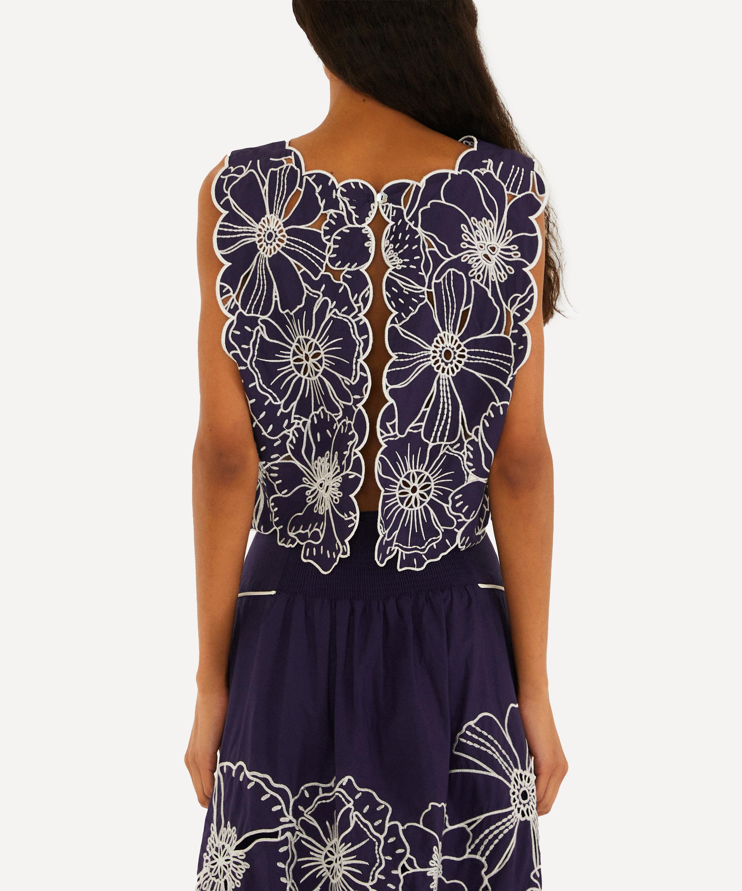 FARM Rio - Blue Flowers Richelieu Cotton Crop Top image number 1