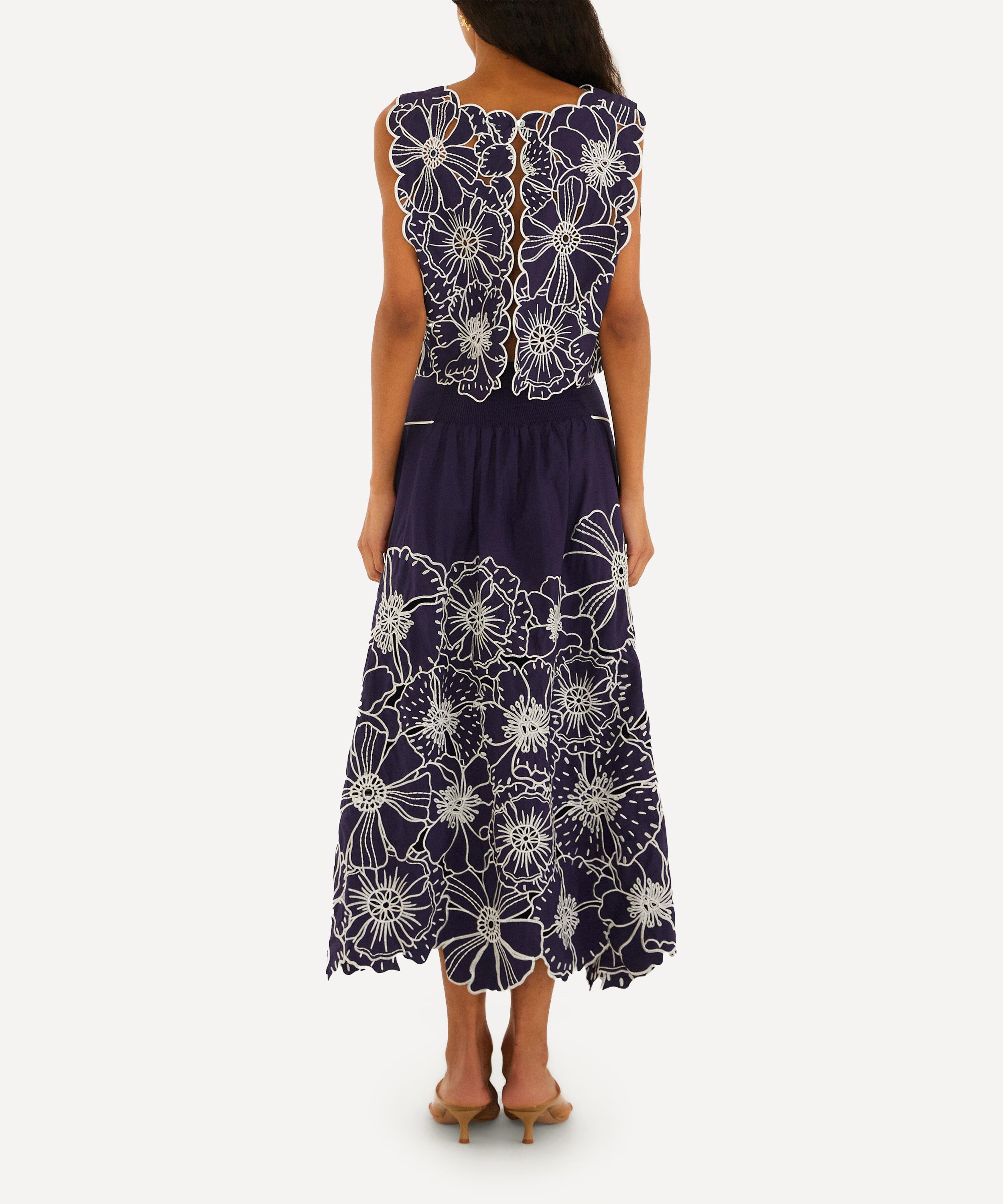 FARM Rio - Blue Flowers Richelieu Cotton Maxi Skirt image number 2