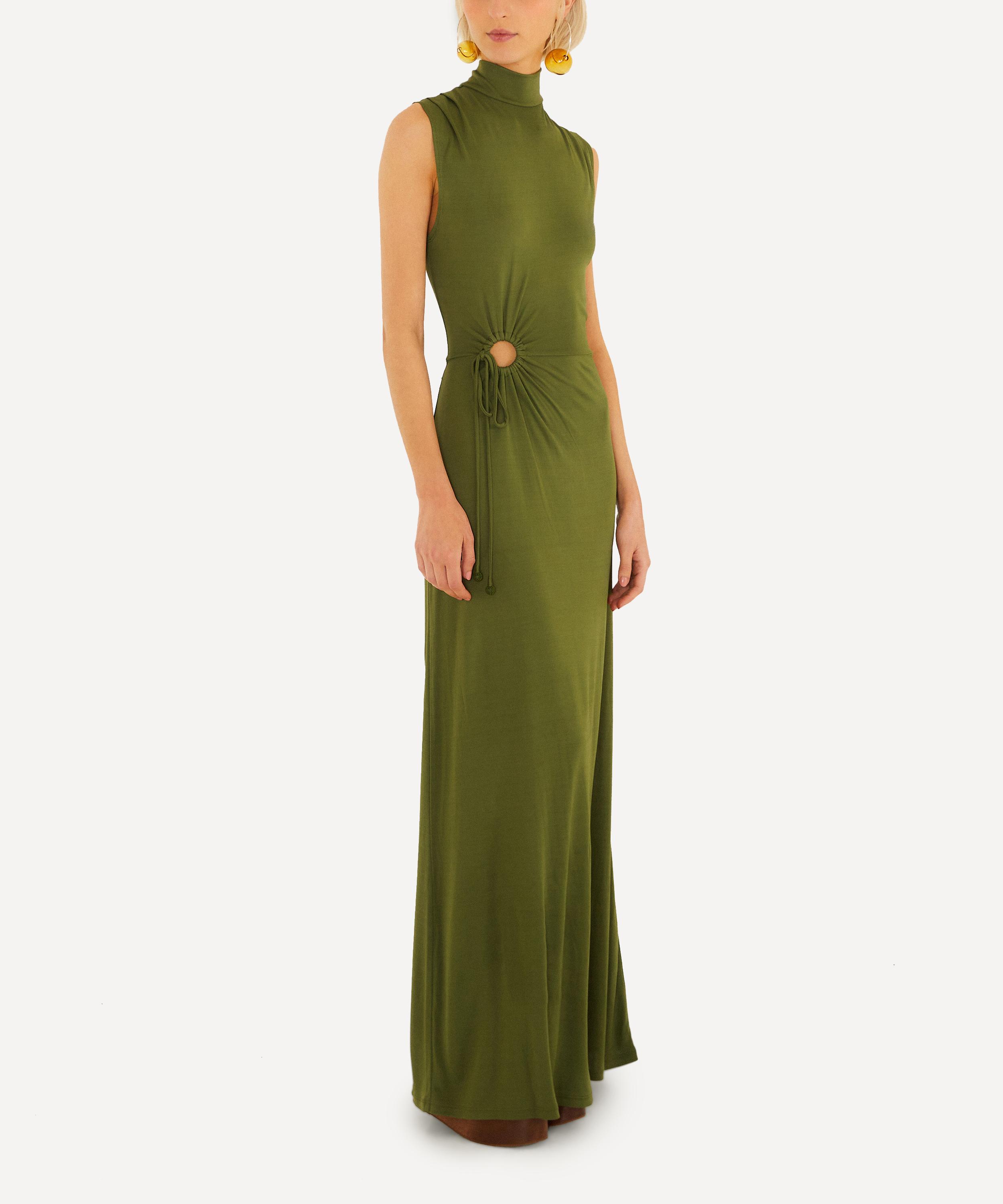 FARM Rio - Dark Green High-Neck Cut-Out Maxi-Dress image number 2
