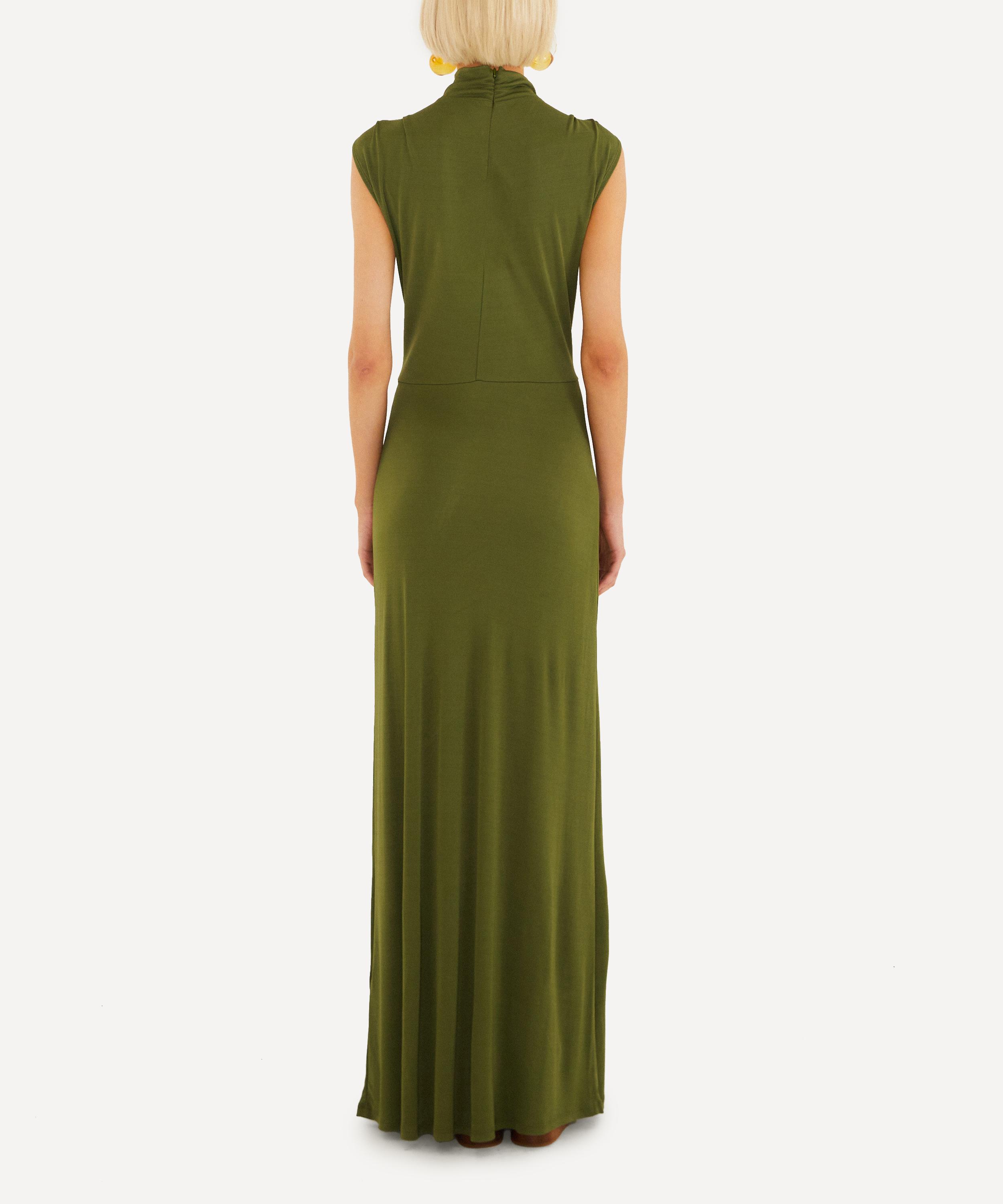 FARM Rio - Dark Green High-Neck Cut-Out Maxi-Dress image number 4