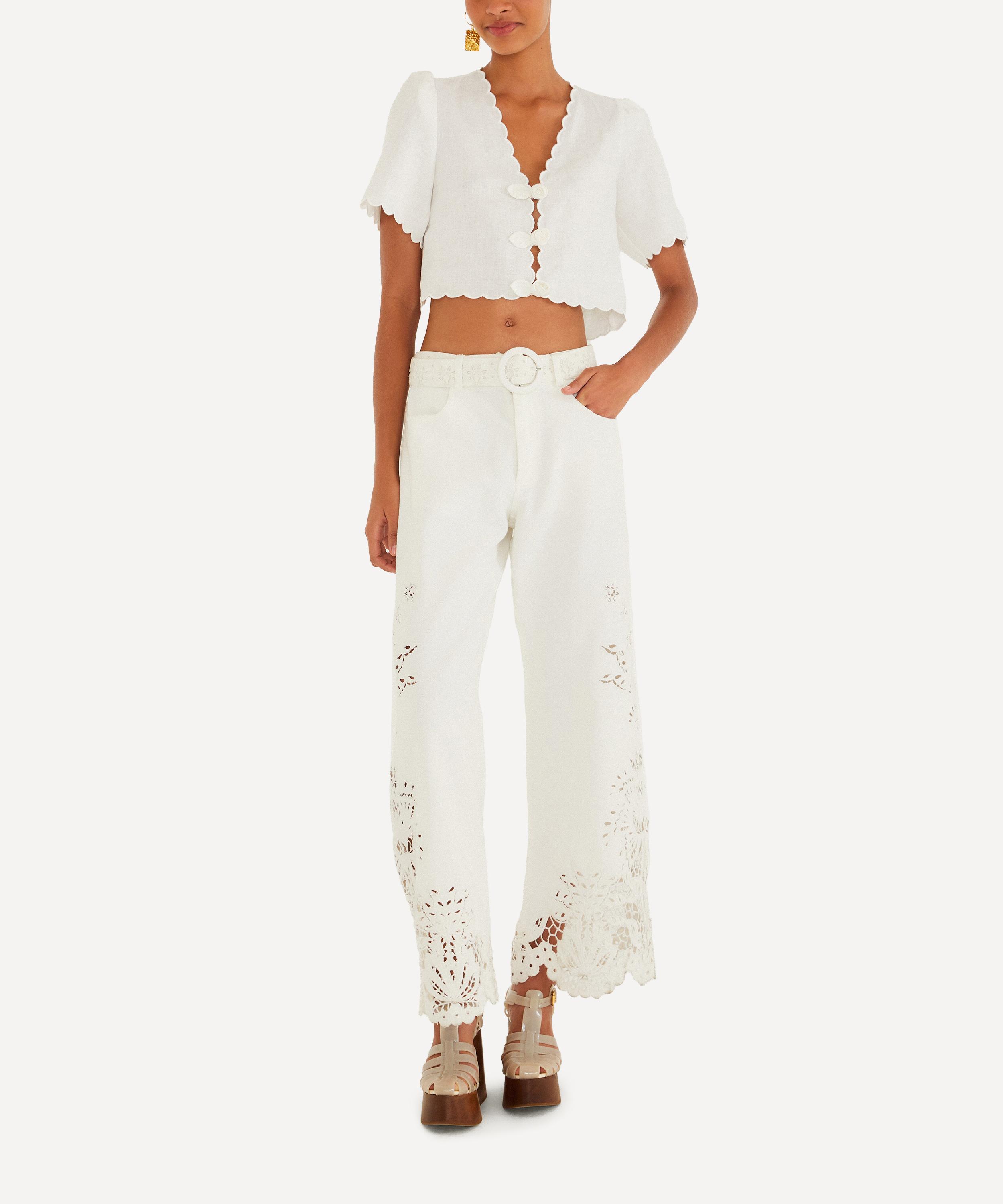 FARM Rio - Off-White Roses Scallop Artisanal Top image number 2