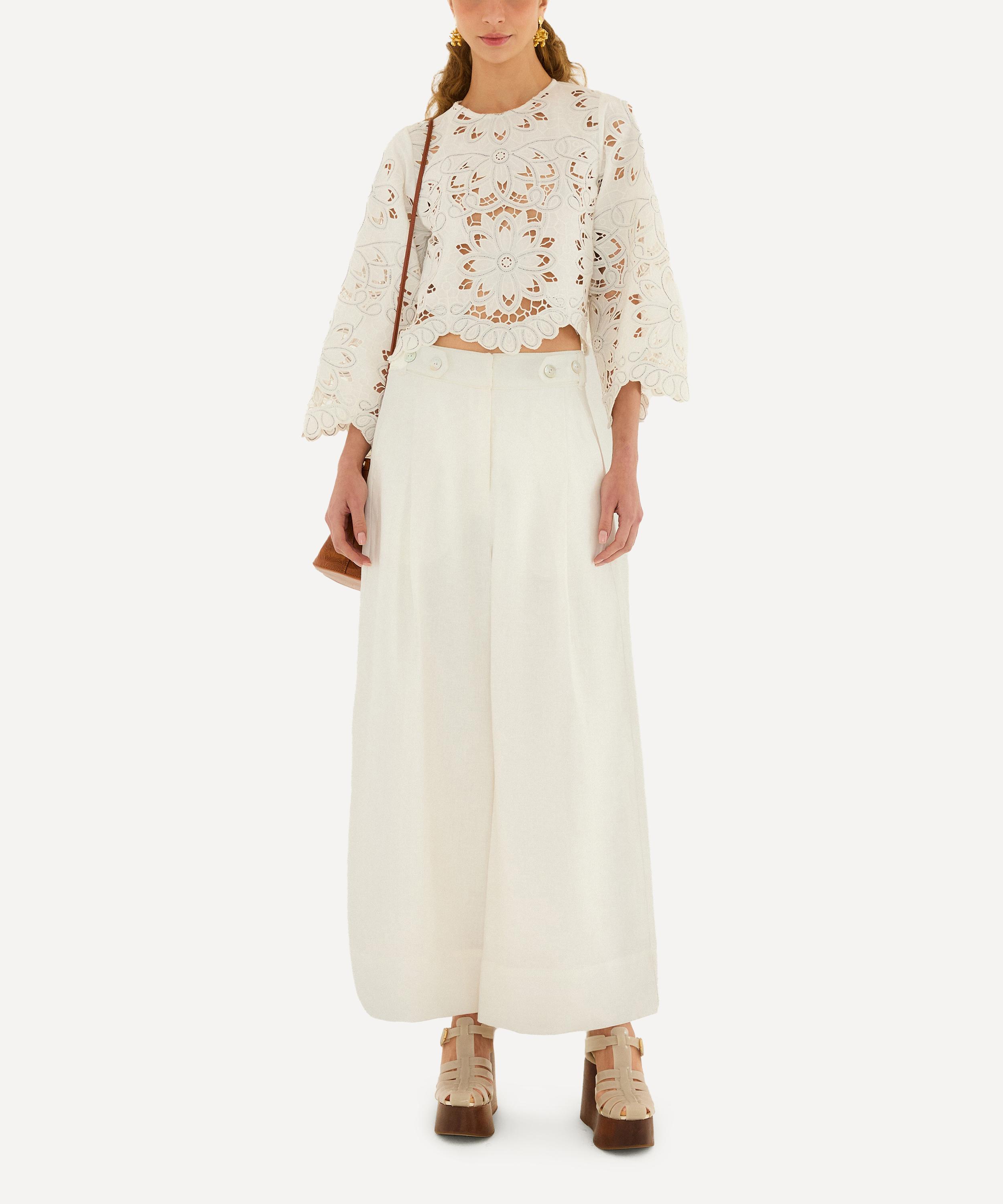 FARM Rio - Off-White High Waisted Linen Trousers