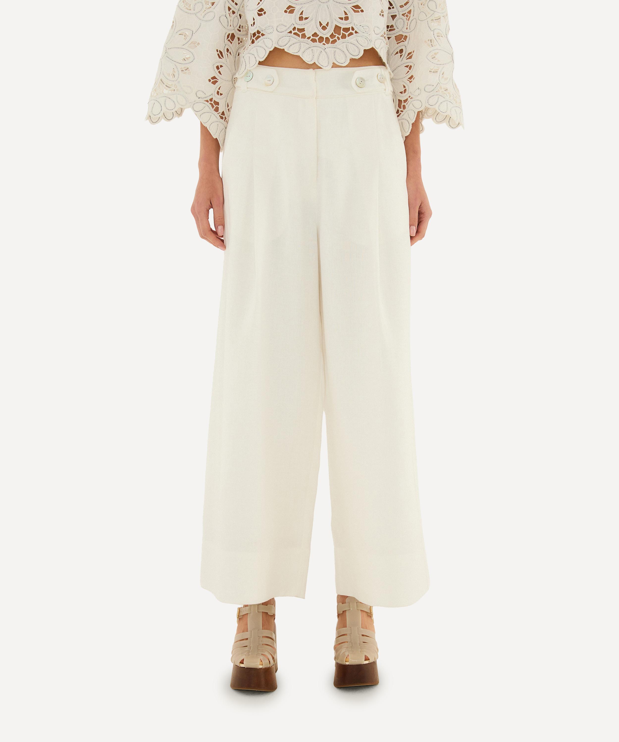 FARM Rio - Off-White High Waisted Linen Trousers image number 1