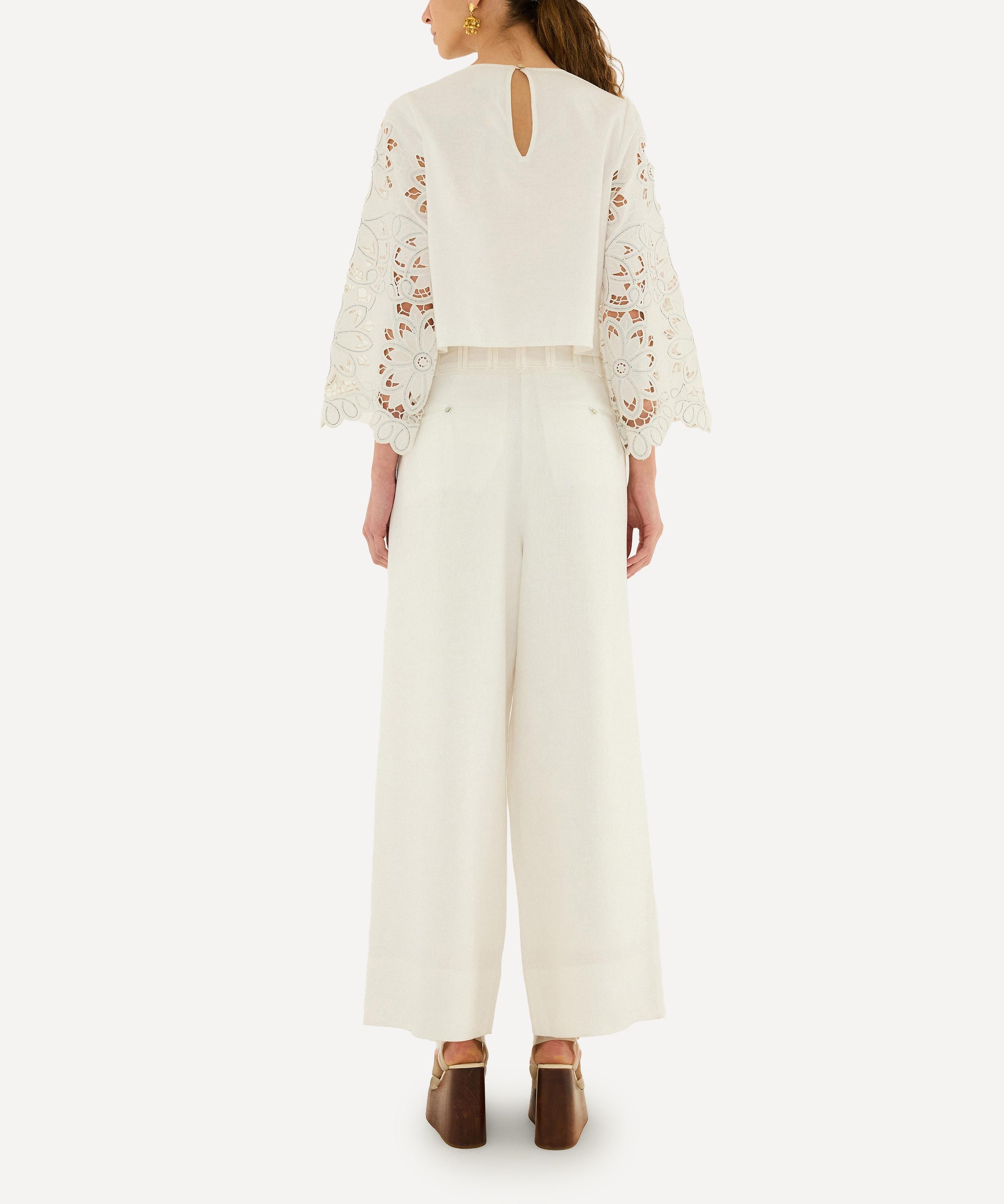 FARM Rio - Off-White High Waisted Linen Trousers image number 3