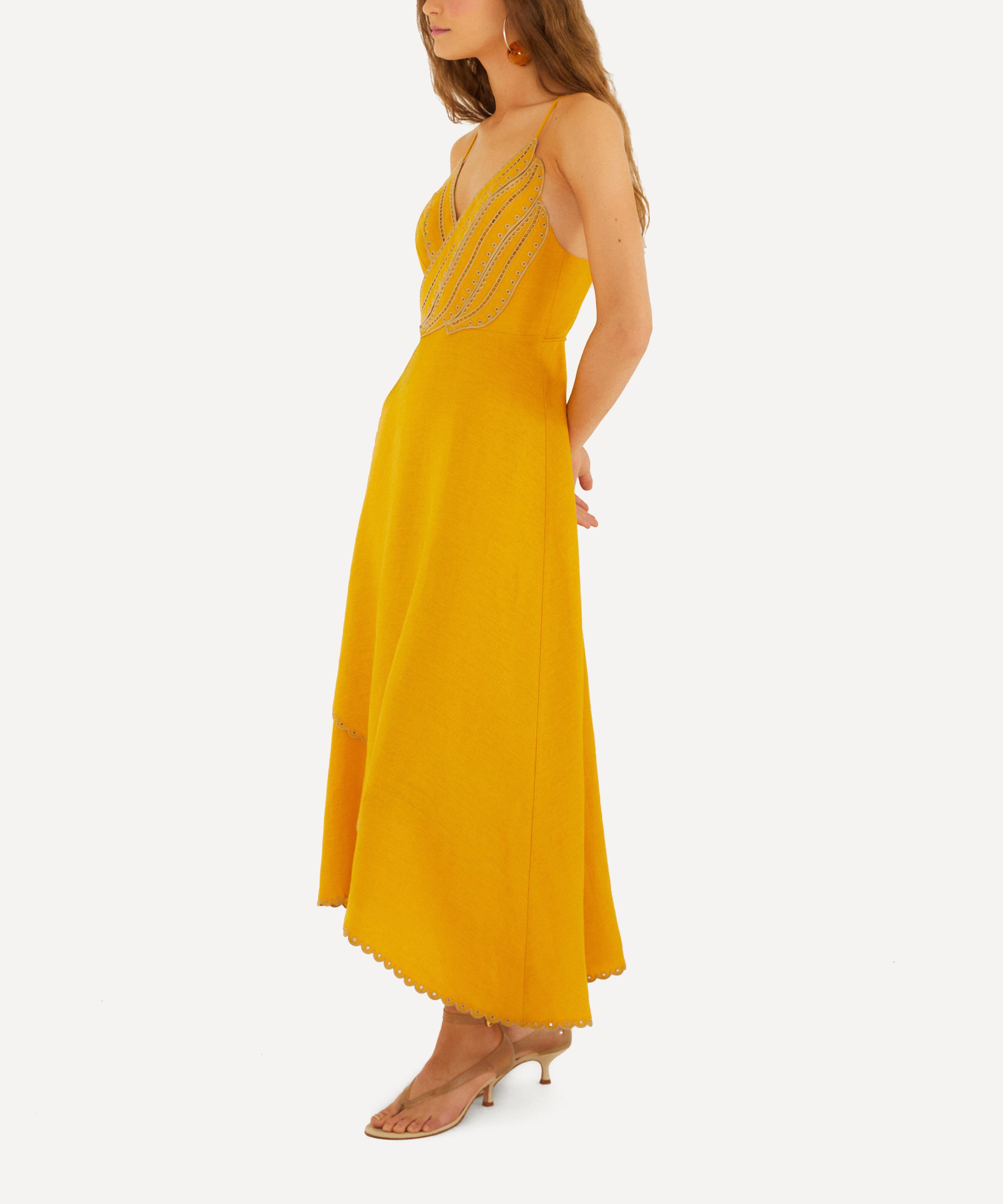 FARM Rio - Yellow Bananas Linen Maxi Wrap Dress image number 2