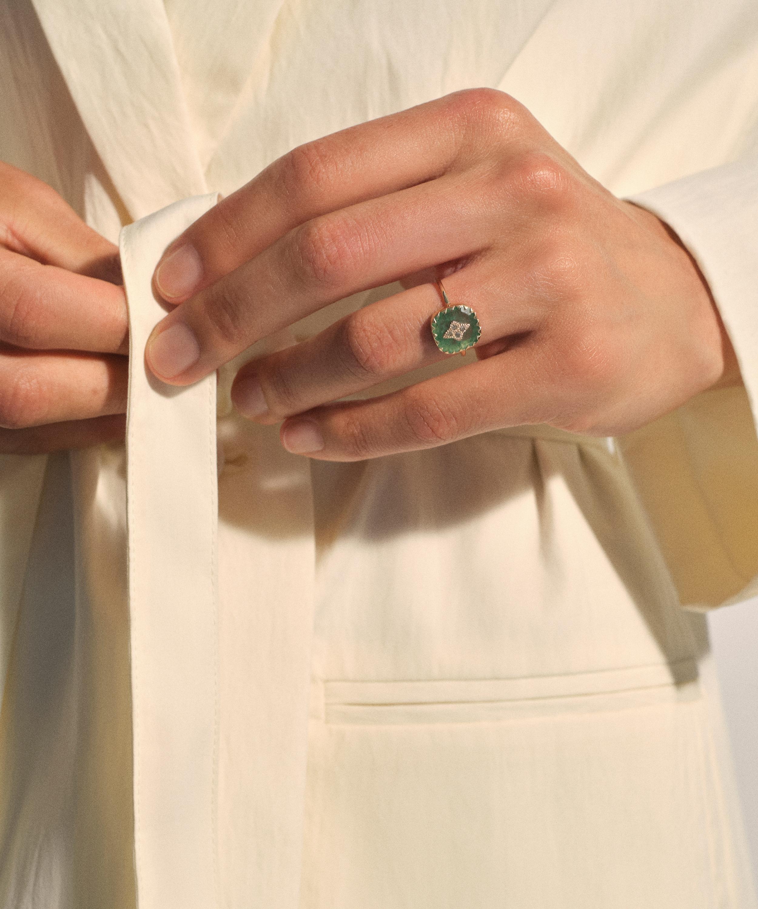 Pascale Monvoisin - 9ct Gold Pierrot Aventurine Quartz Ring image number 1