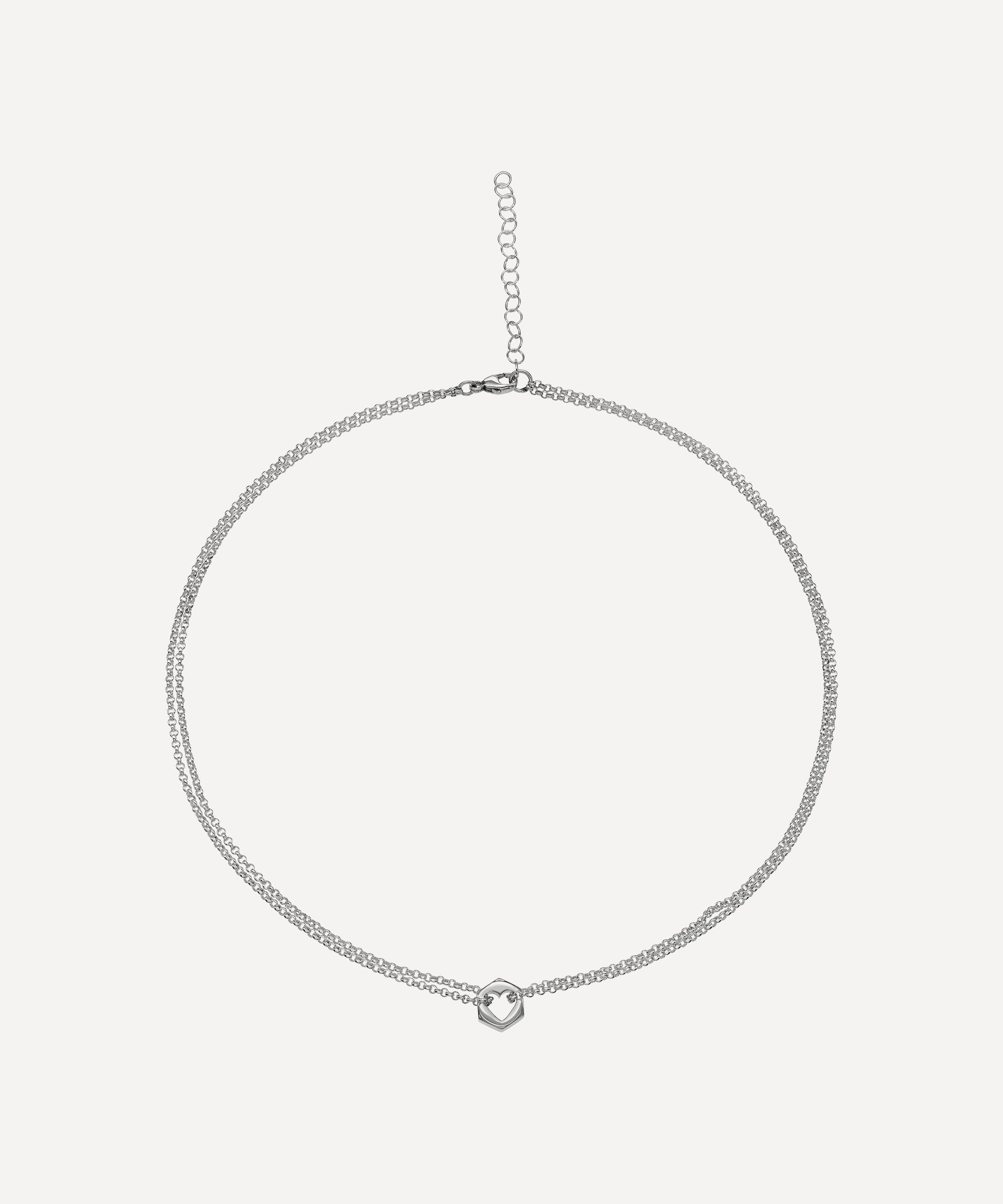 Rachel Quinn - Sterling Silver Small Double Chain Love Nut Necklace image number 1