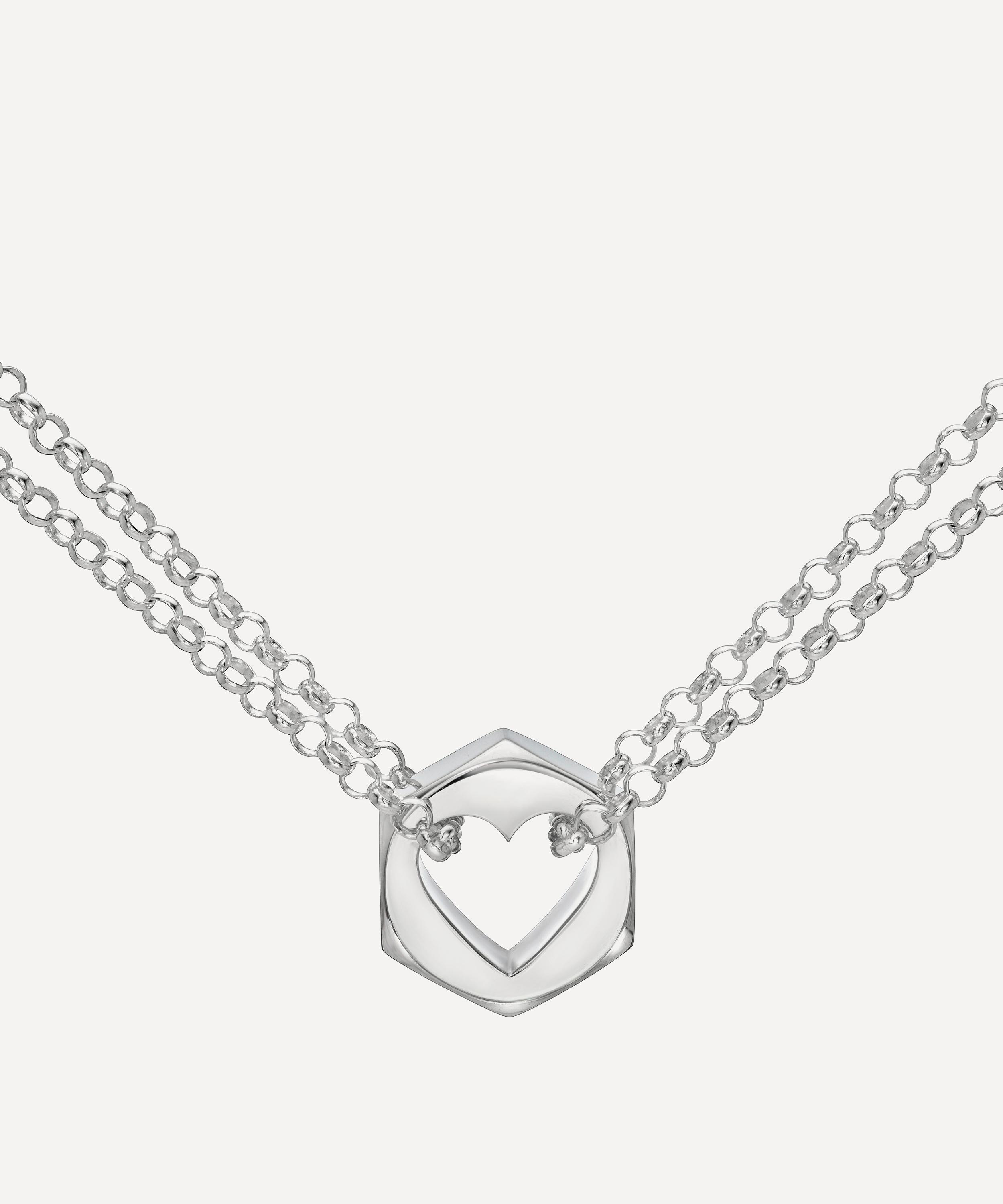 Rachel Quinn - Sterling Silver Large Double Chain Love Nut Necklace