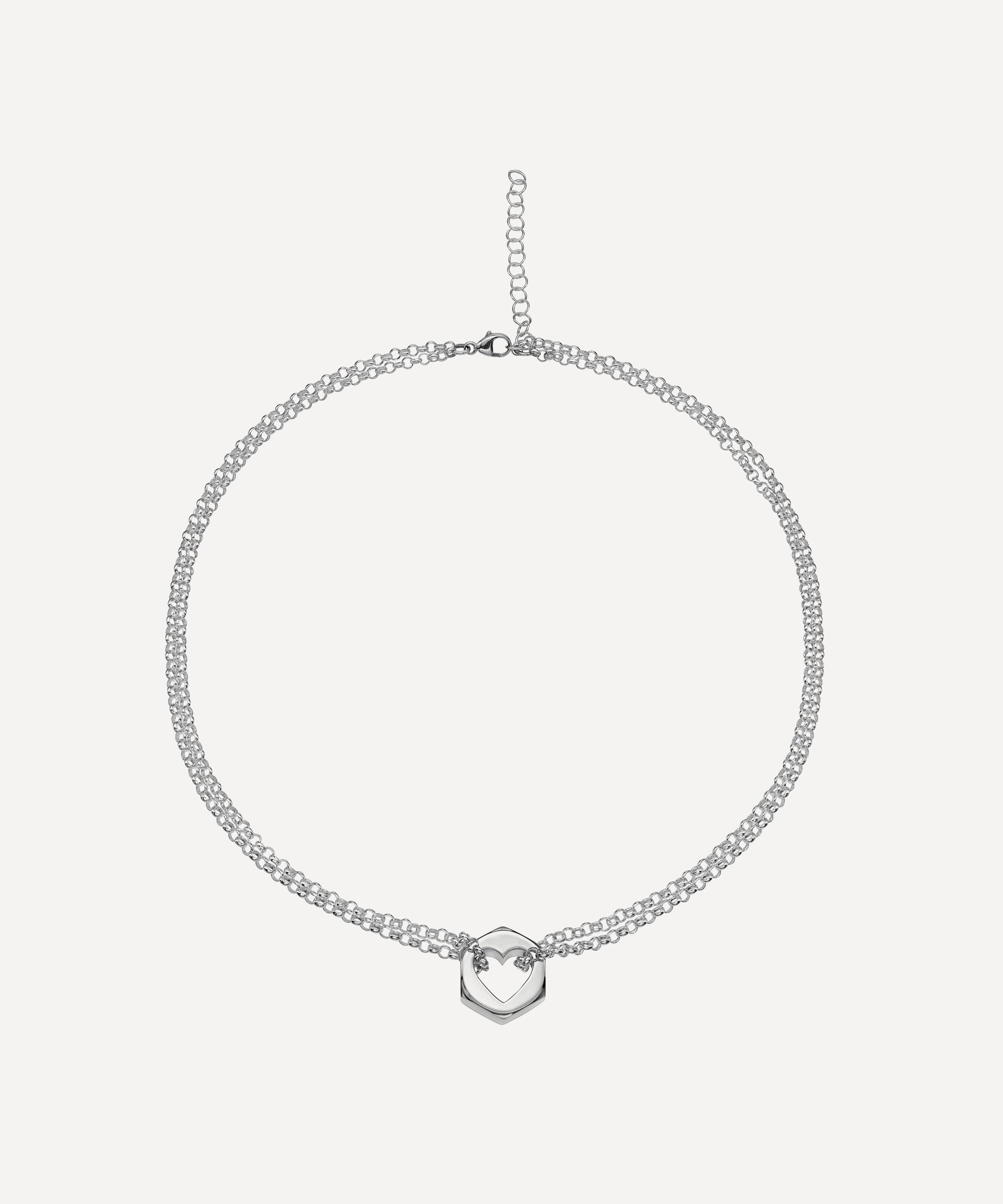 Rachel Quinn - Sterling Silver Large Double Chain Love Nut Necklace image number 1