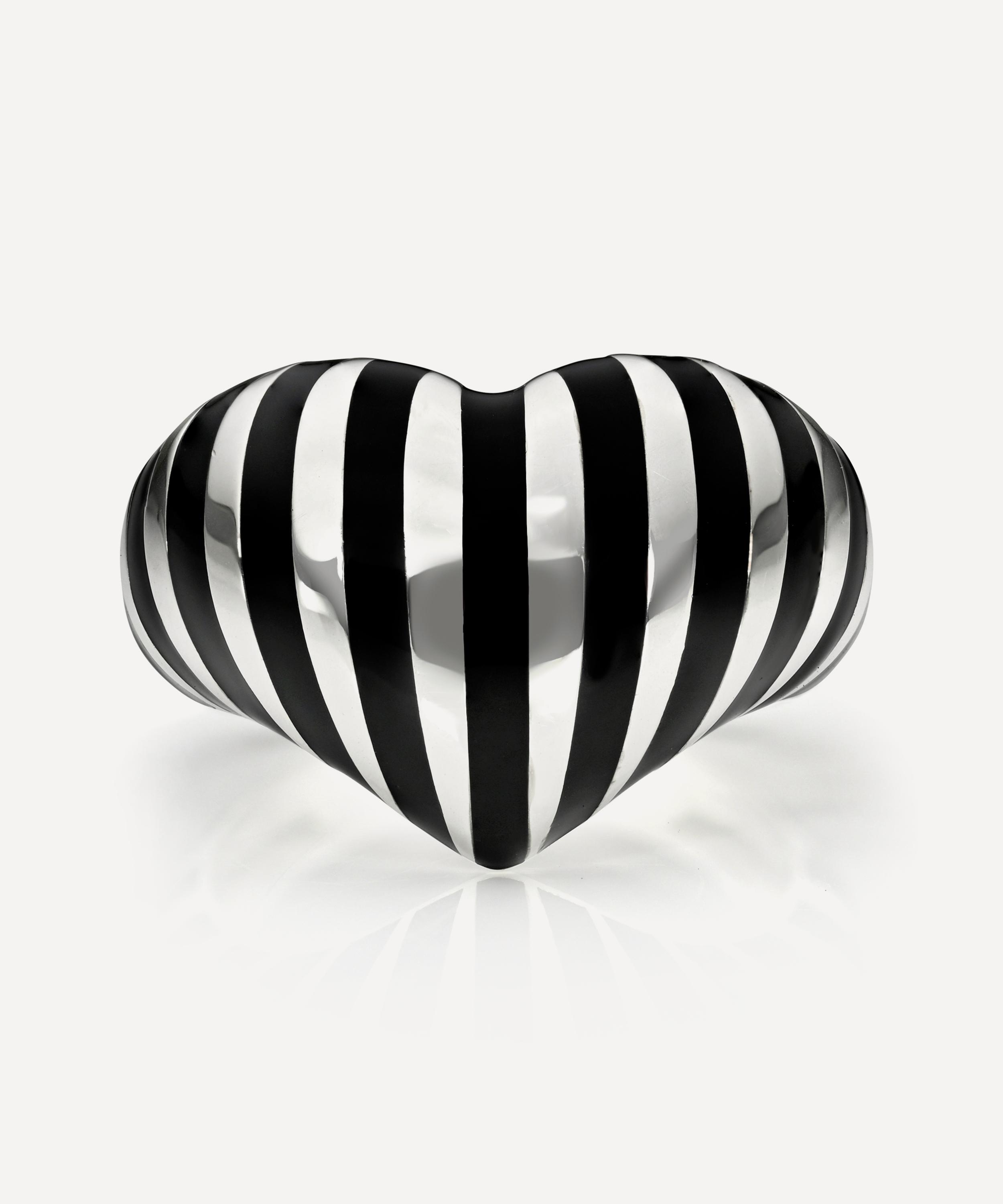 Rachel Quinn - Sterling Silver Striped Chubby Heart Ring