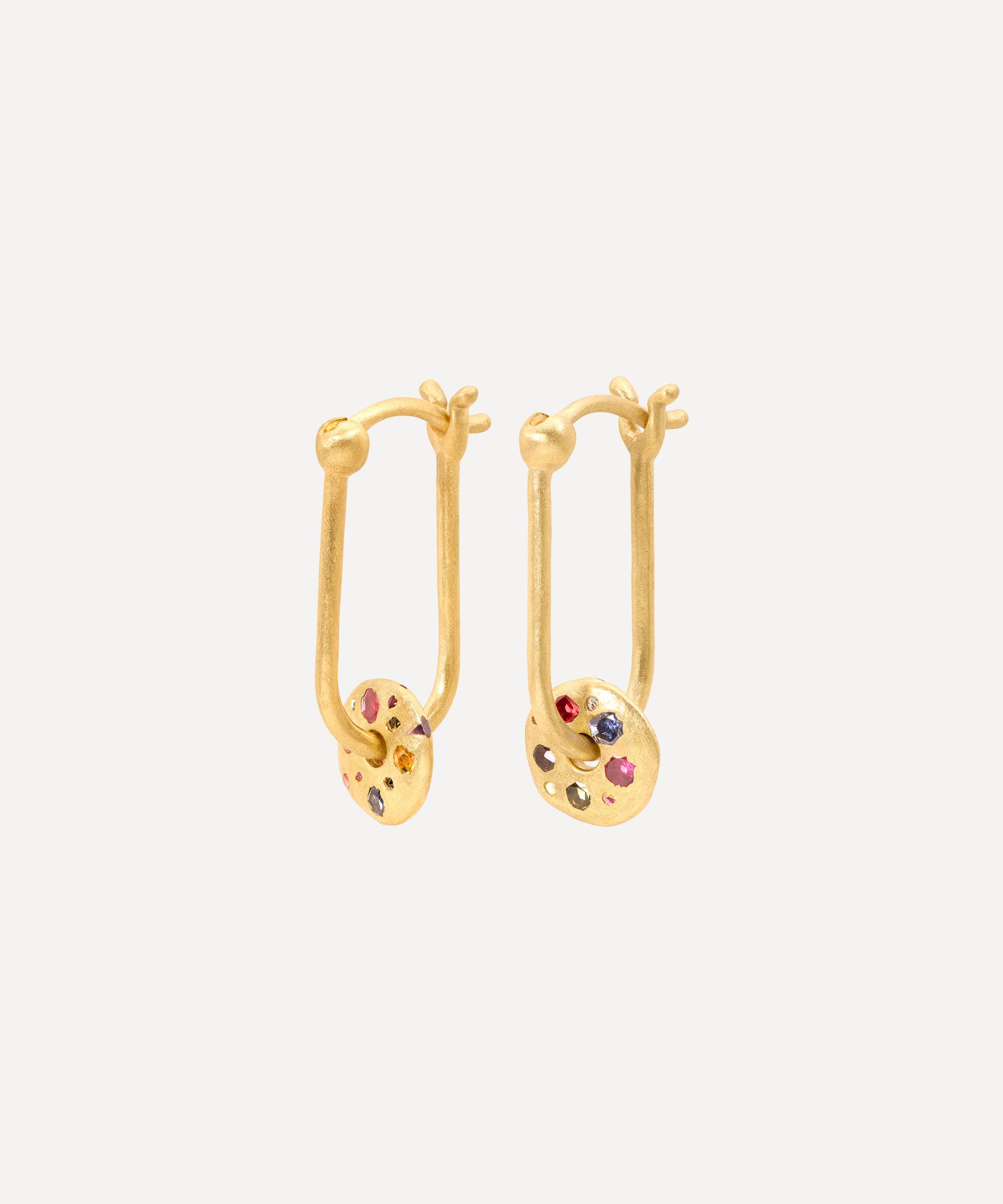 Polly Wales - 18ct Gold Rainbow Ula Mini Spinner Hoop Earrings