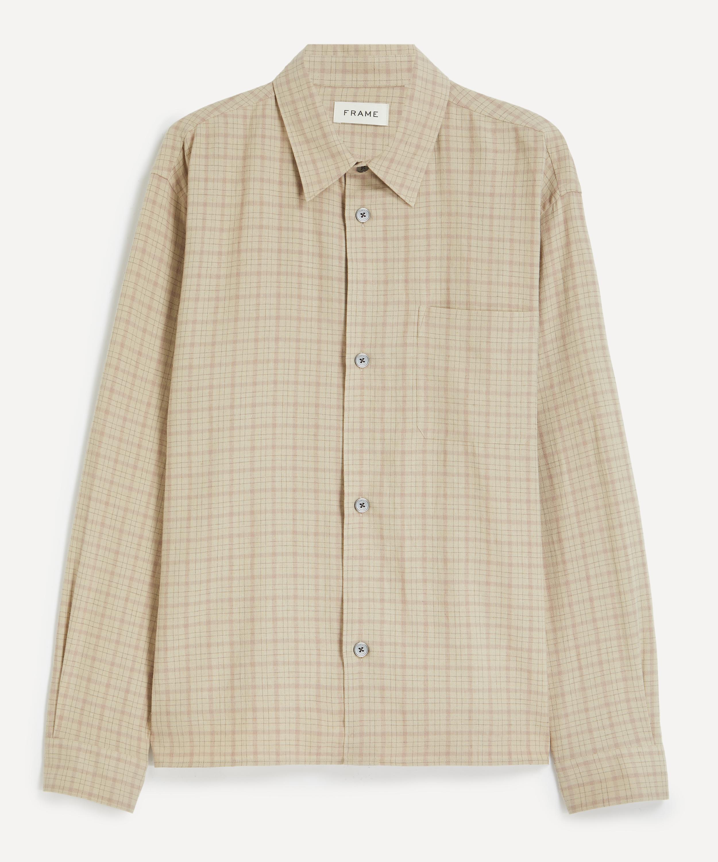 Frame - Linen-Blend Beige Plaid Shirt
