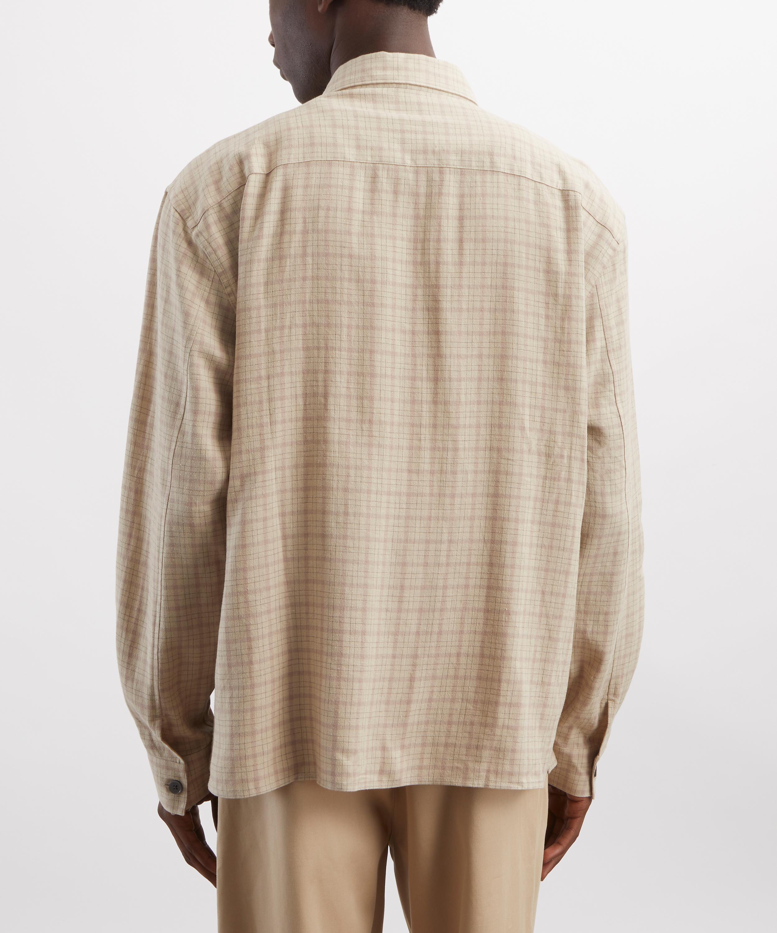 Frame - Linen-Blend Beige Plaid Shirt image number 3