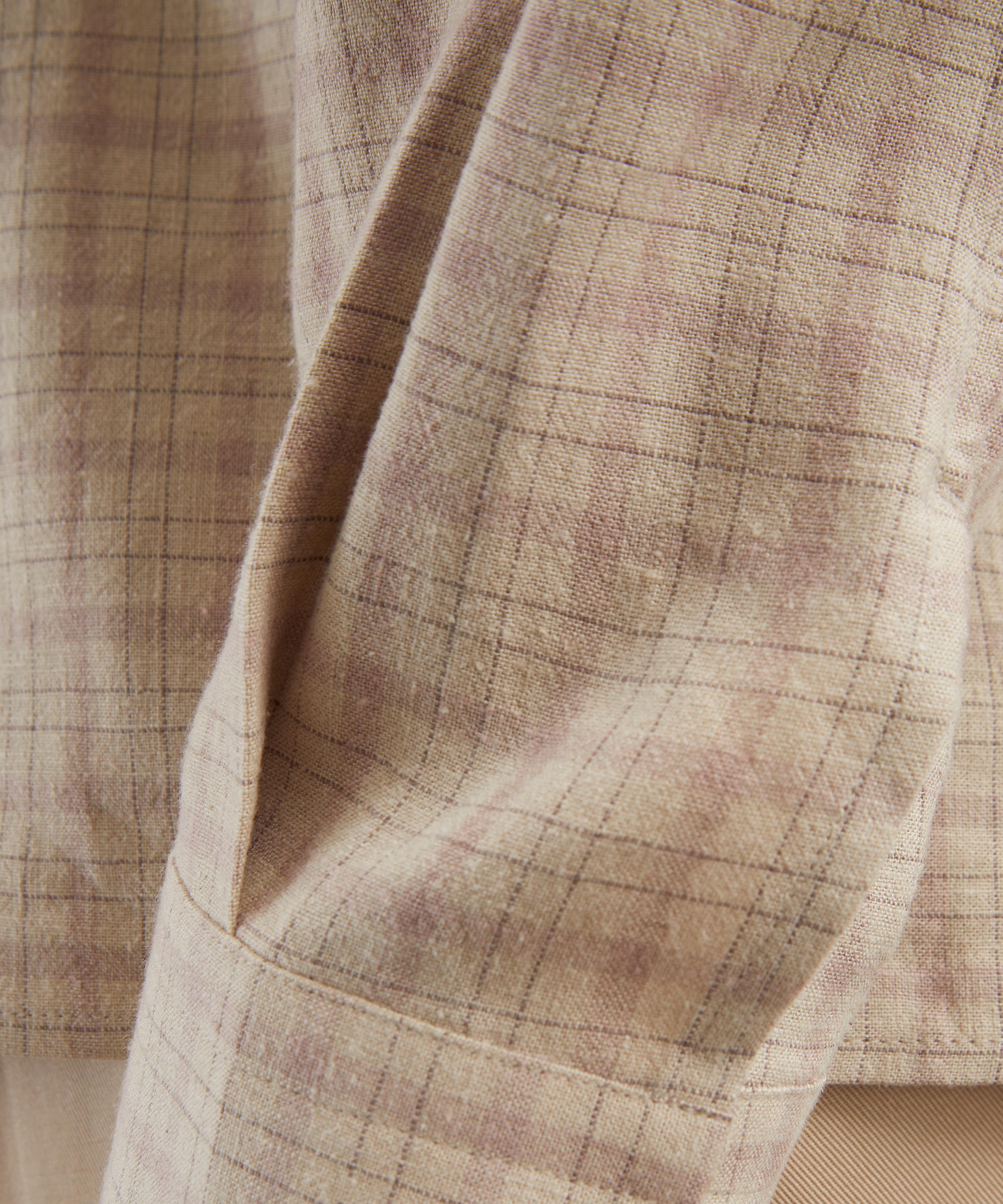 Frame - Linen-Blend Beige Plaid Shirt image number 4