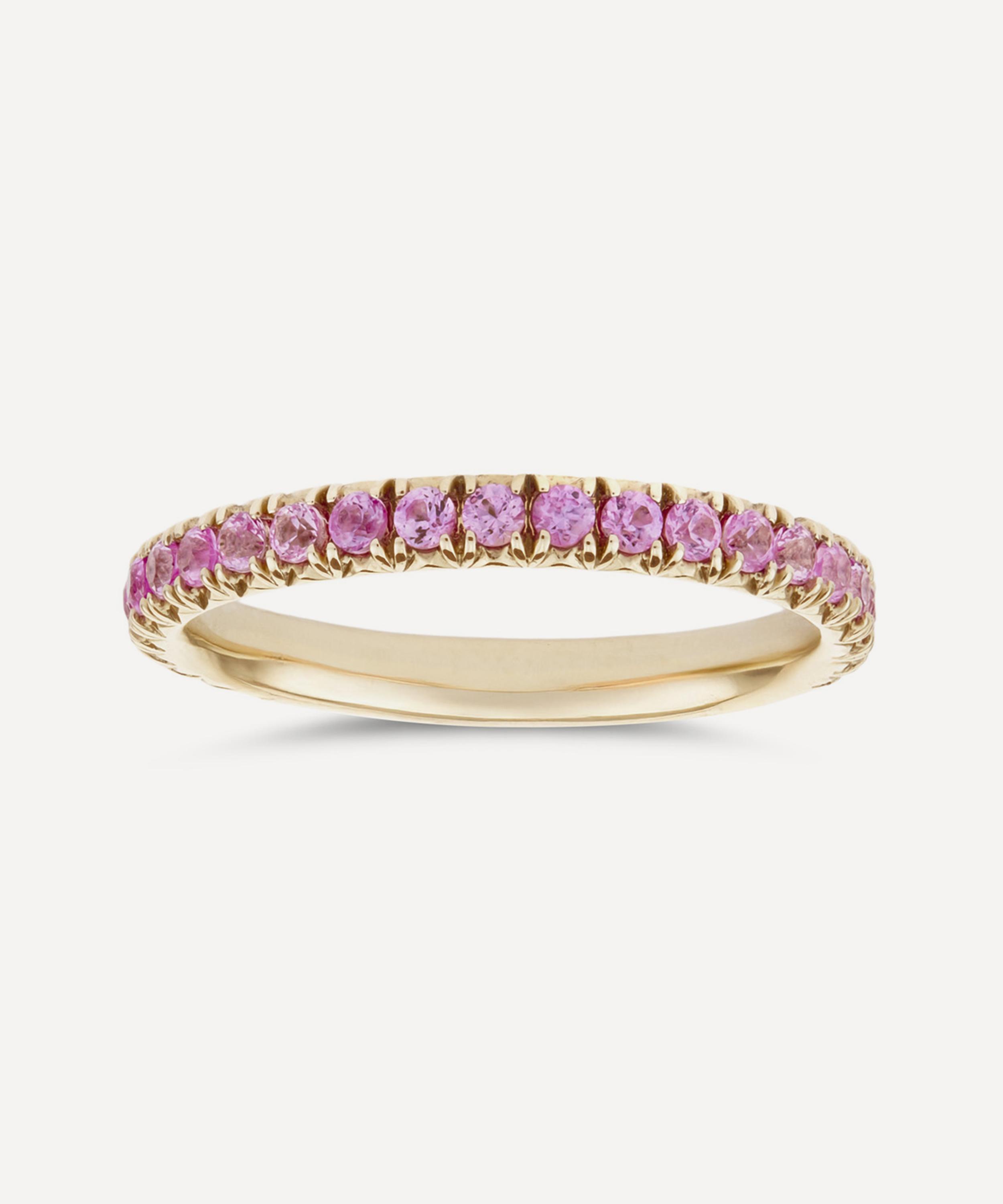Dinny Hall - 9ct Gold Minnow Three Quarter Medium Pink Sapphire Eternity Ring