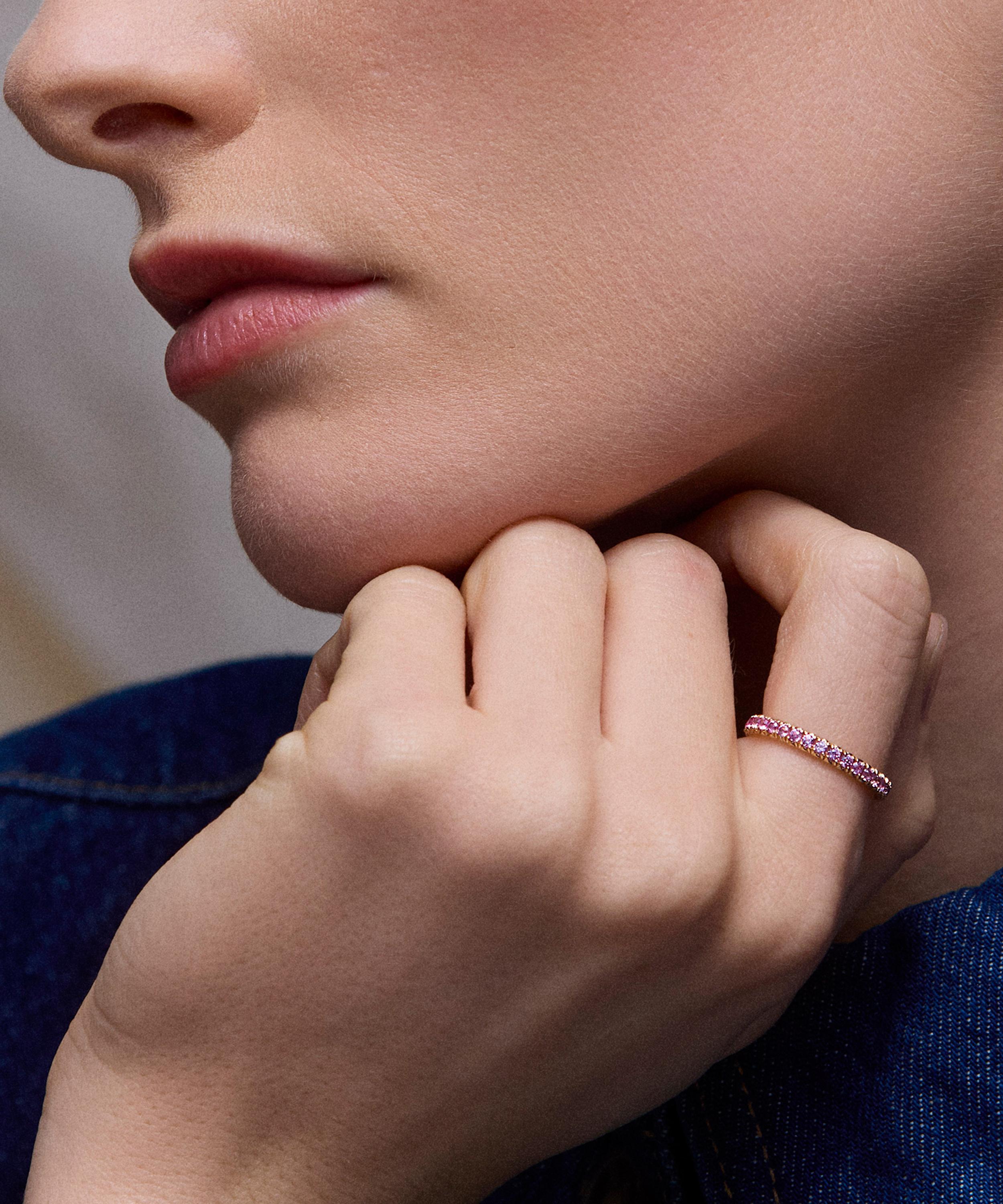 Dinny Hall - 9ct Gold Minnow Three Quarter Medium Pink Sapphire Eternity Ring image number 1