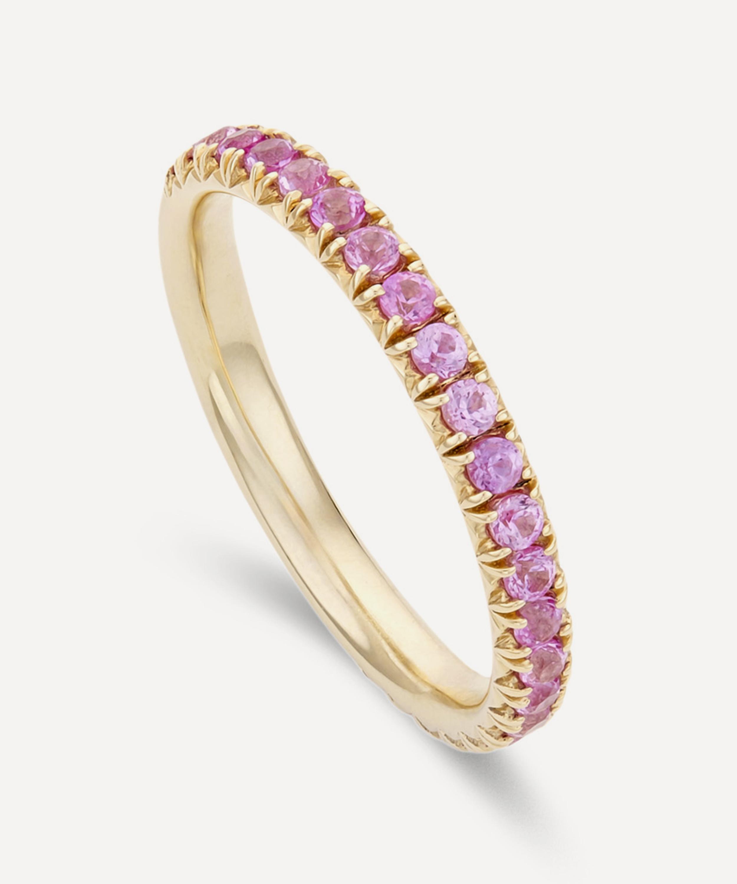 Dinny Hall - 9ct Gold Minnow Three Quarter Medium Pink Sapphire Eternity Ring image number 2