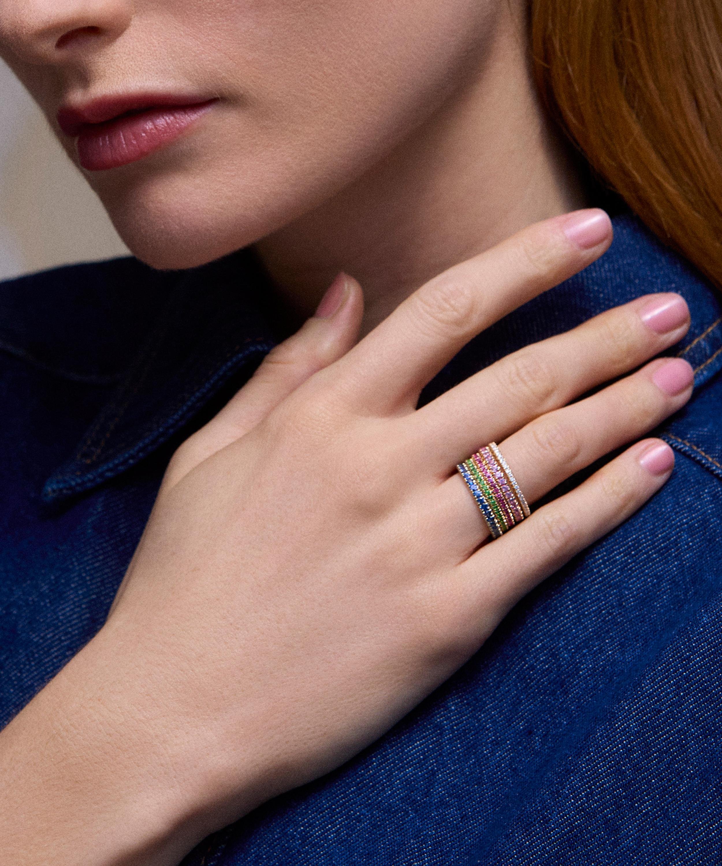 Dinny Hall - 9ct Gold Minnow Three Quarter Medium Pink Sapphire Eternity Ring image number 4