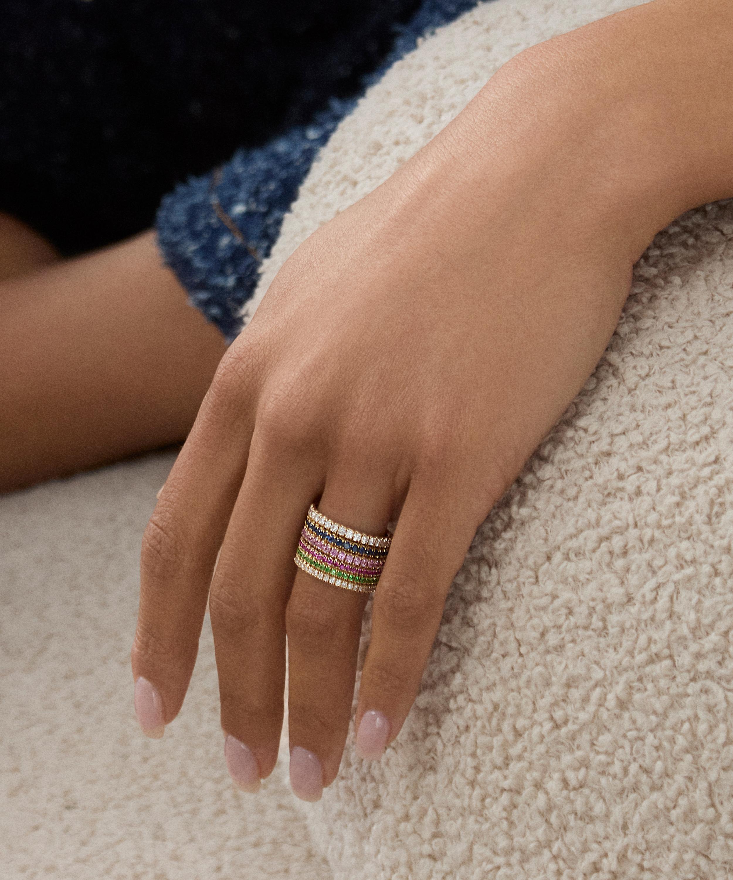 Dinny Hall - 9ct Gold Minnow Three Quarter Medium Pink Sapphire Eternity Ring image number 5