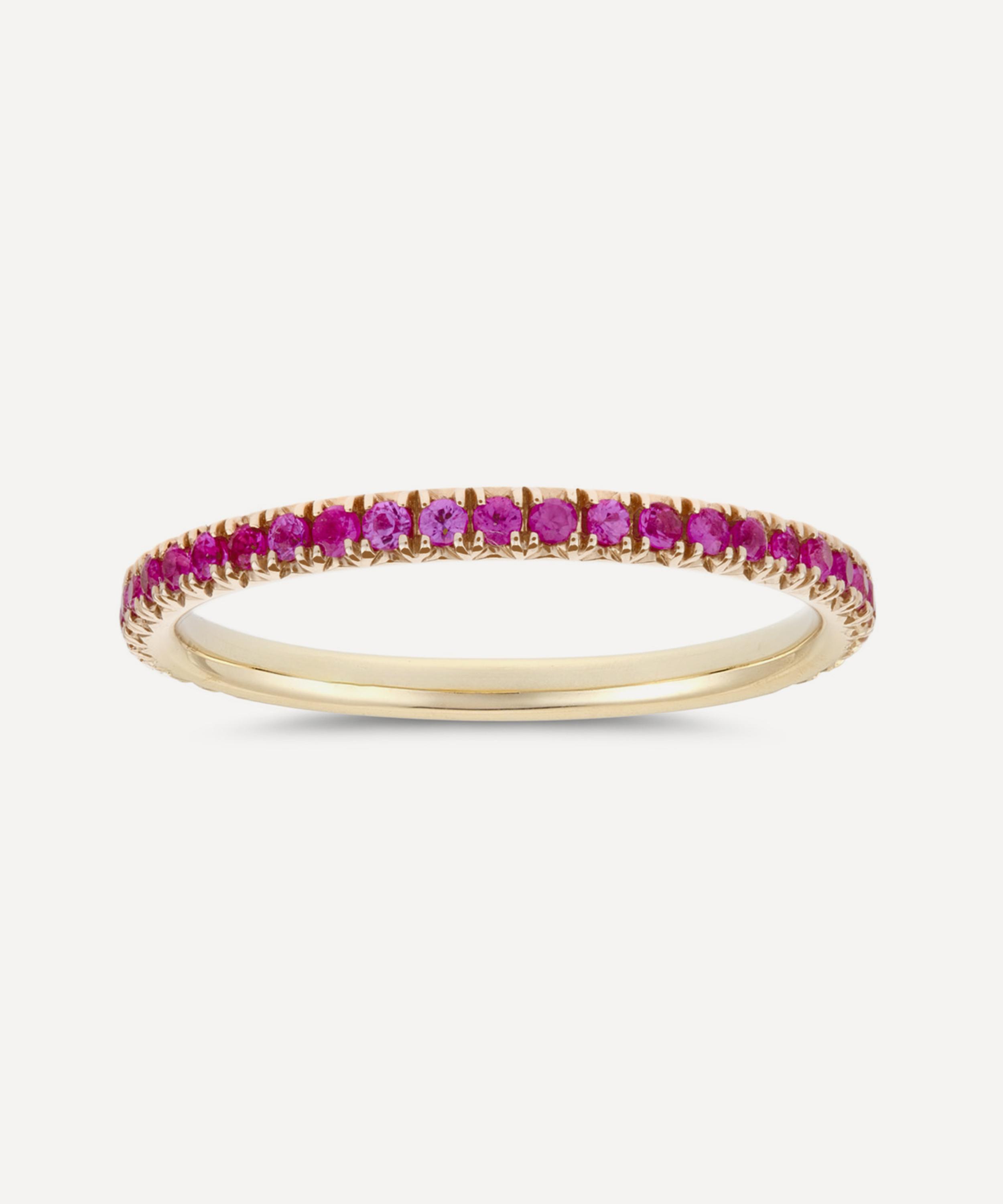 Dinny Hall - 9ct Gold Minnow Three Quarter Small Rubellite Tourmaline Eternity Ring