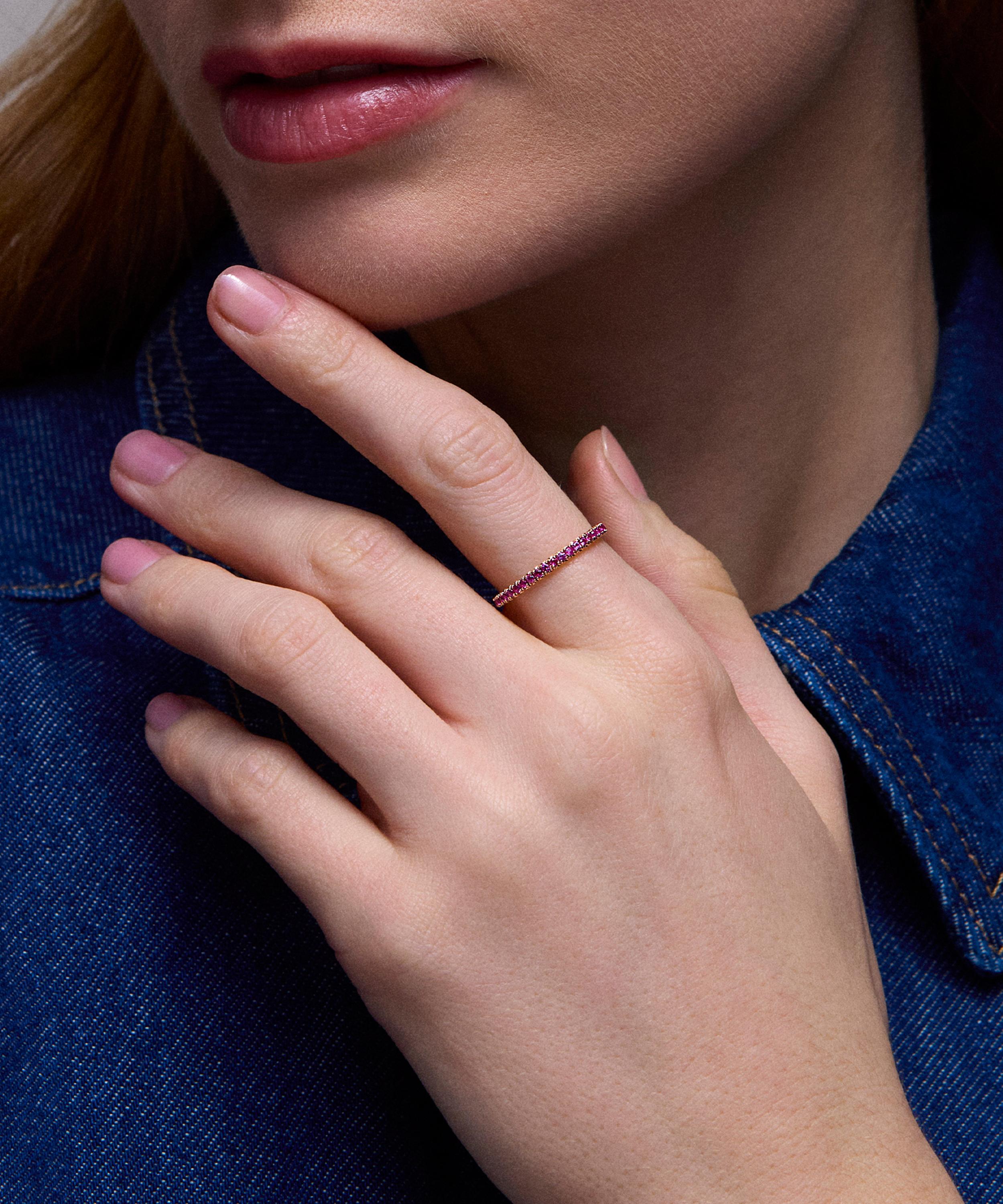 Dinny Hall - 9ct Gold Minnow Three Quarter Small Rubellite Tourmaline Eternity Ring image number 1