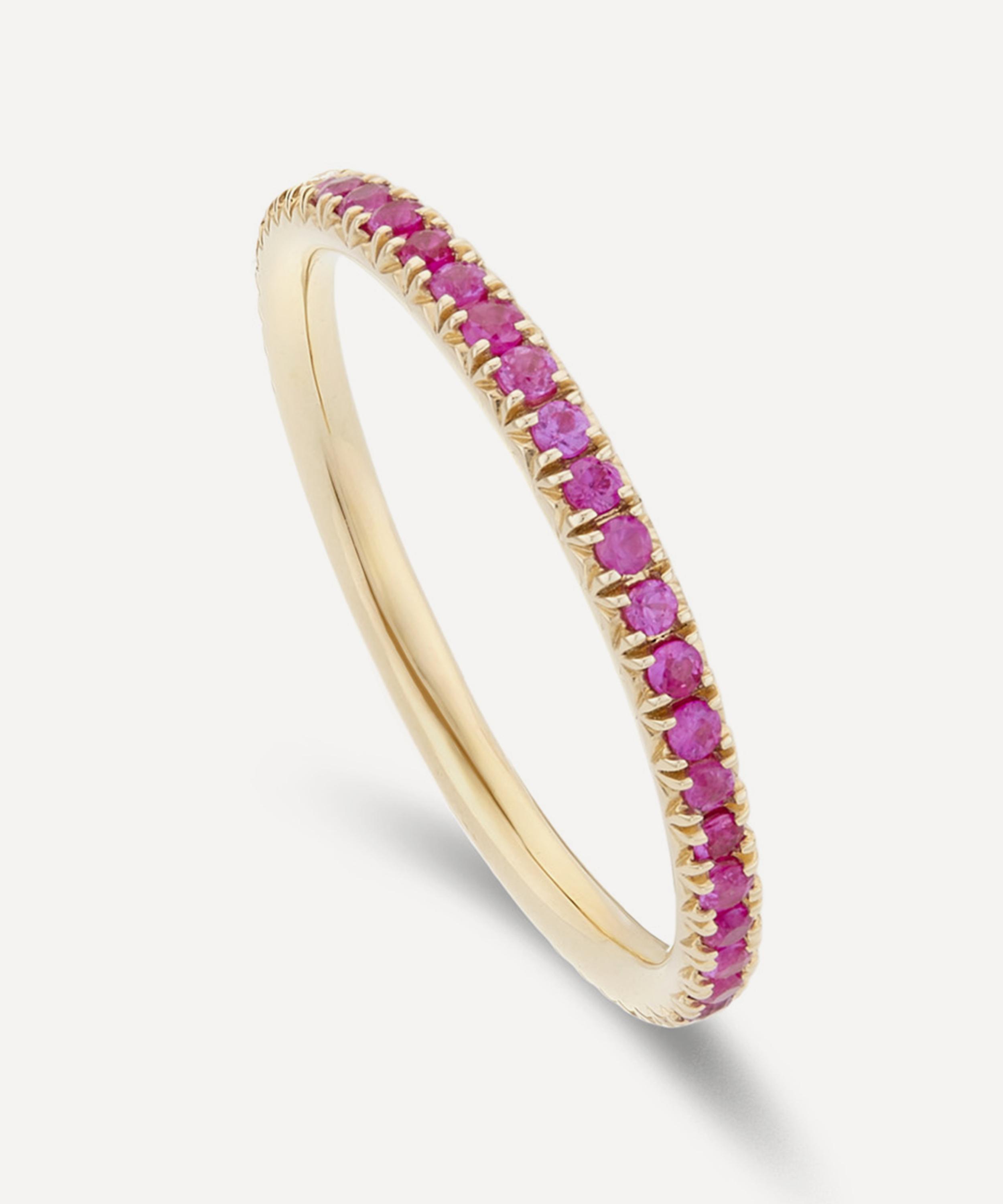 Dinny Hall - 9ct Gold Minnow Three Quarter Small Rubellite Tourmaline Eternity Ring image number 2