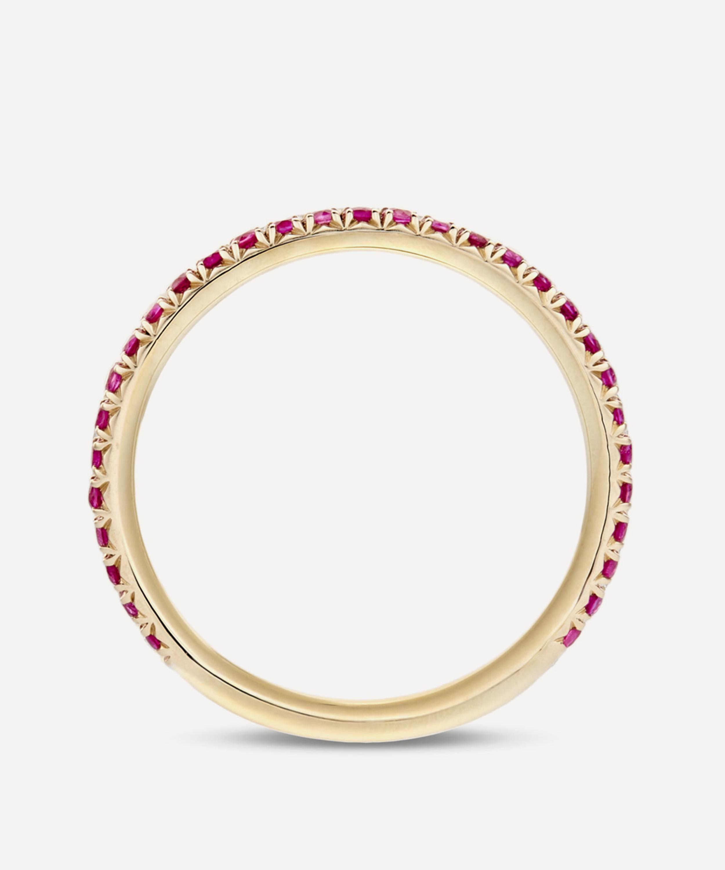 Dinny Hall - 9ct Gold Minnow Three Quarter Small Rubellite Tourmaline Eternity Ring image number 3