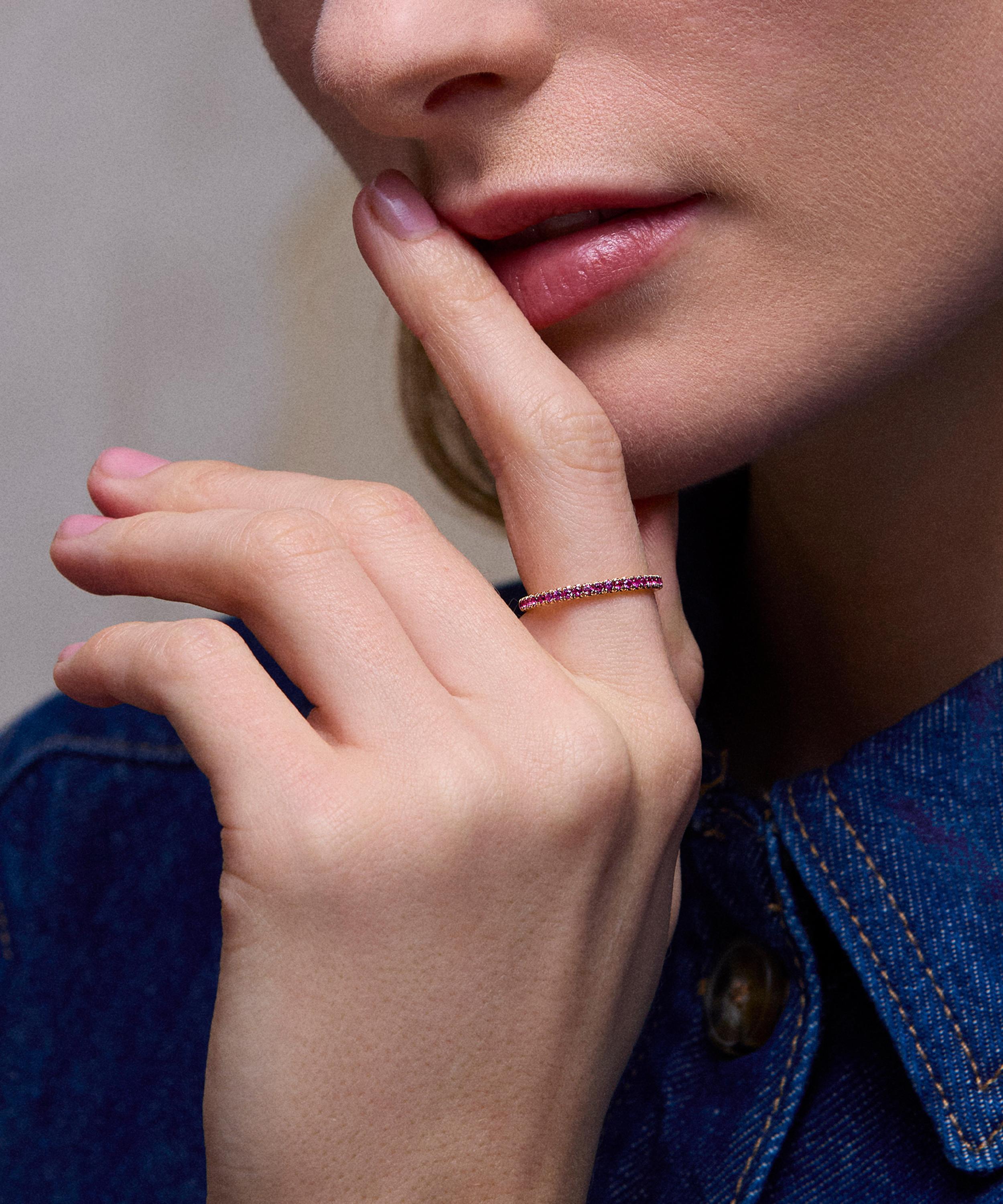 Dinny Hall - 9ct Gold Minnow Three Quarter Small Rubellite Tourmaline Eternity Ring image number 4