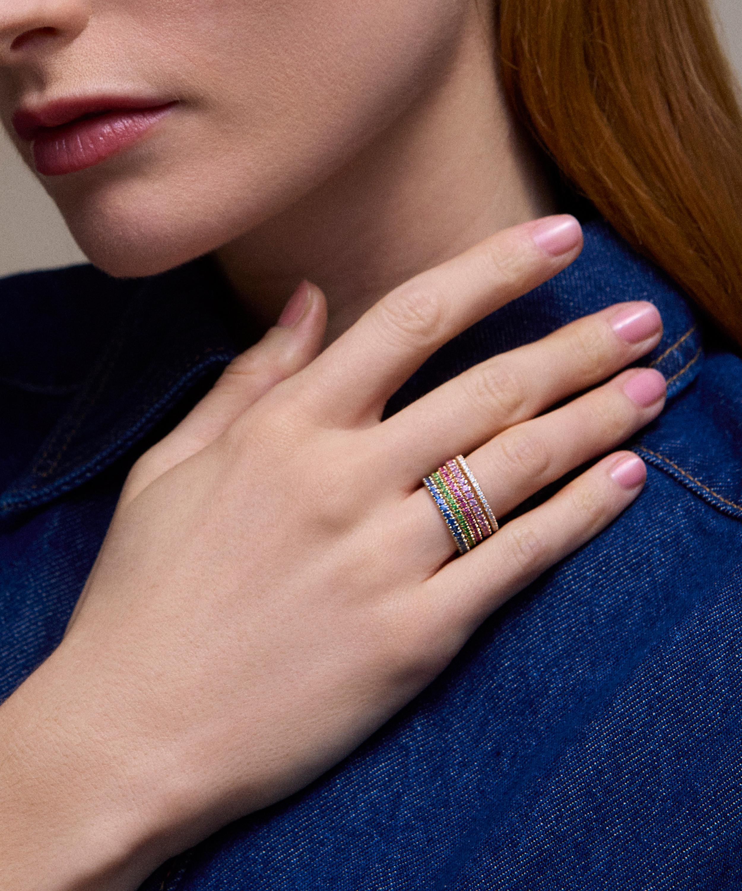 Dinny Hall - 9ct Gold Minnow Three Quarter Small Rubellite Tourmaline Eternity Ring image number 5