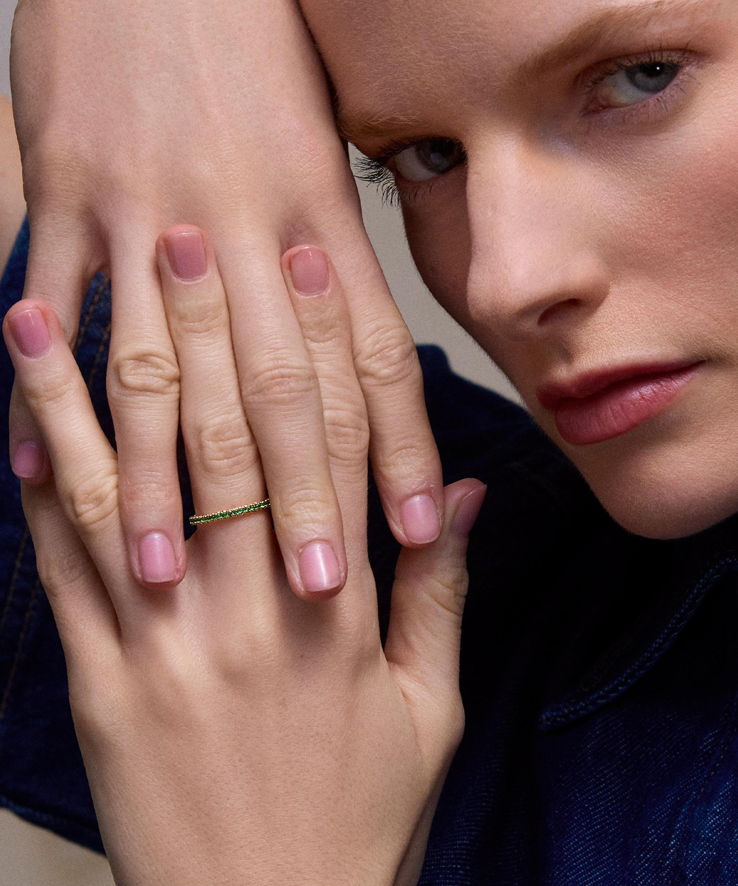 Dinny Hall - 9ct Gold Minnow Three Quarter Small Tsavorite Garnet Eternity Ring image number 1