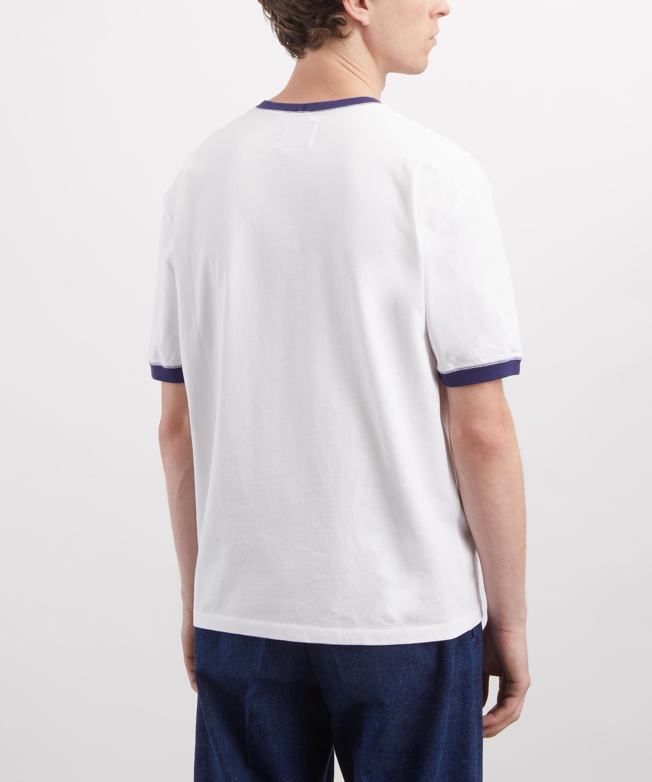 Drakes - White-Navy Tipped Ringer T-Shirt image number 3