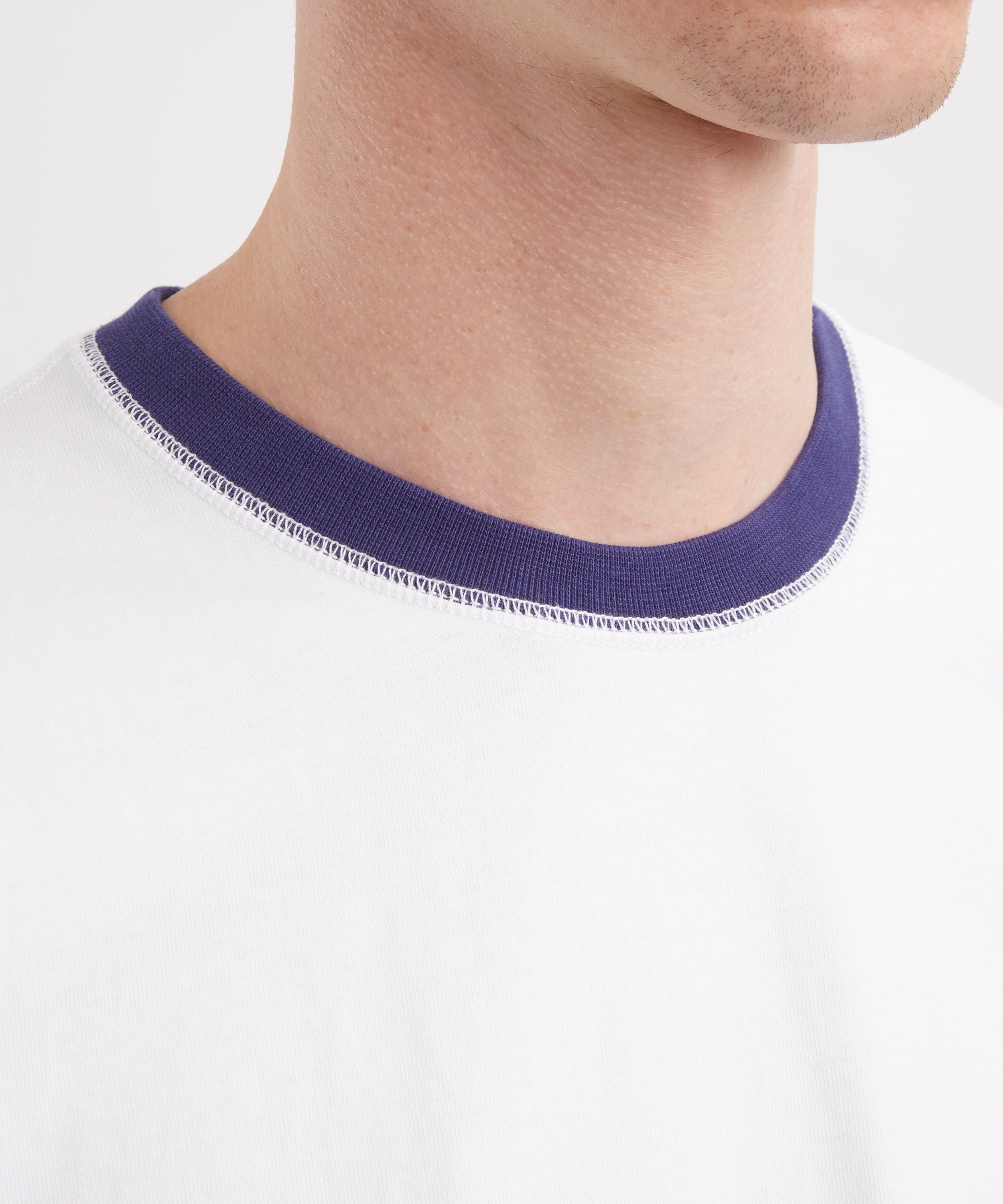 Drakes - White-Navy Tipped Ringer T-Shirt image number 4