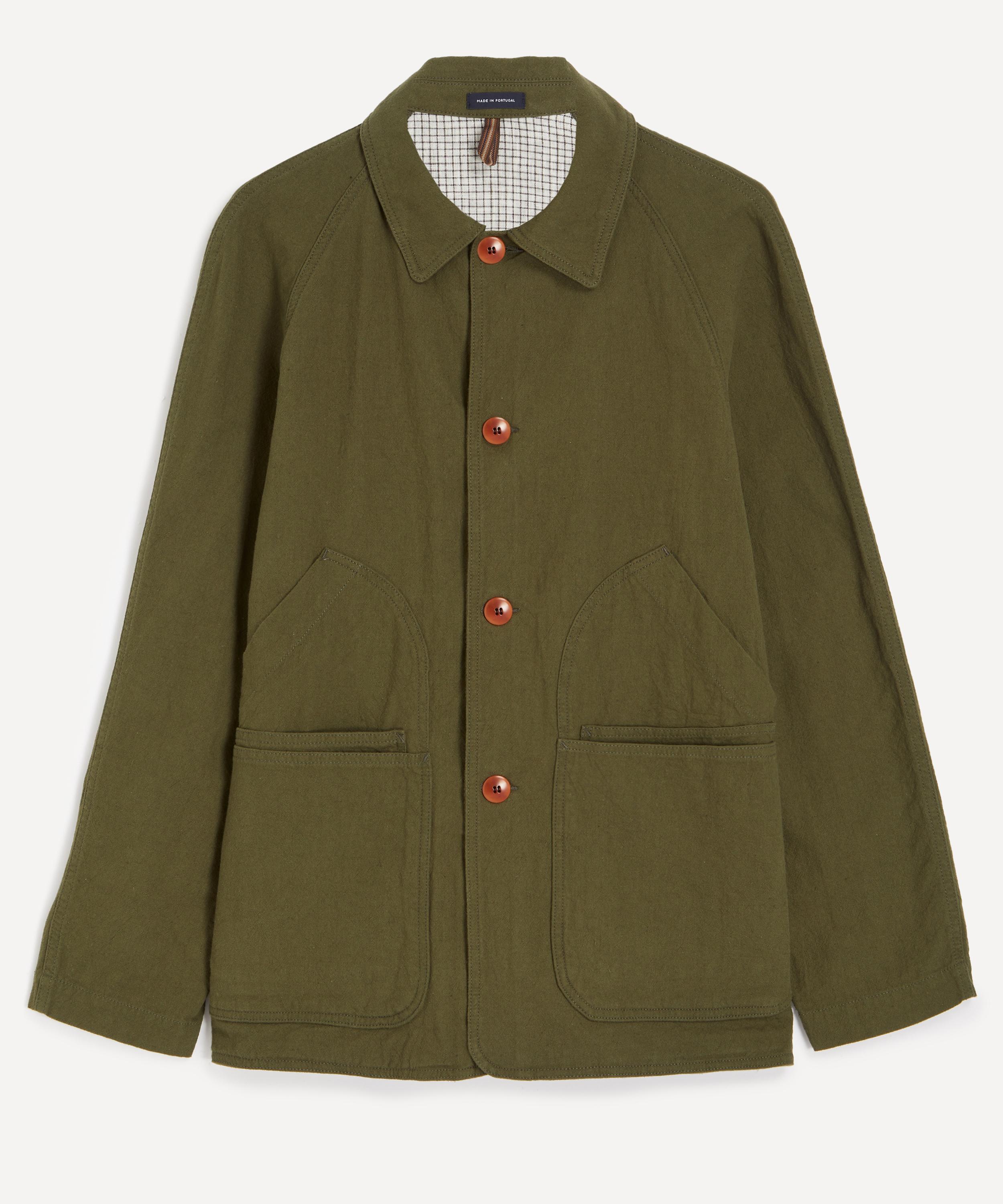 Drakes - Green Cotton-Linen Raglan Work Coat