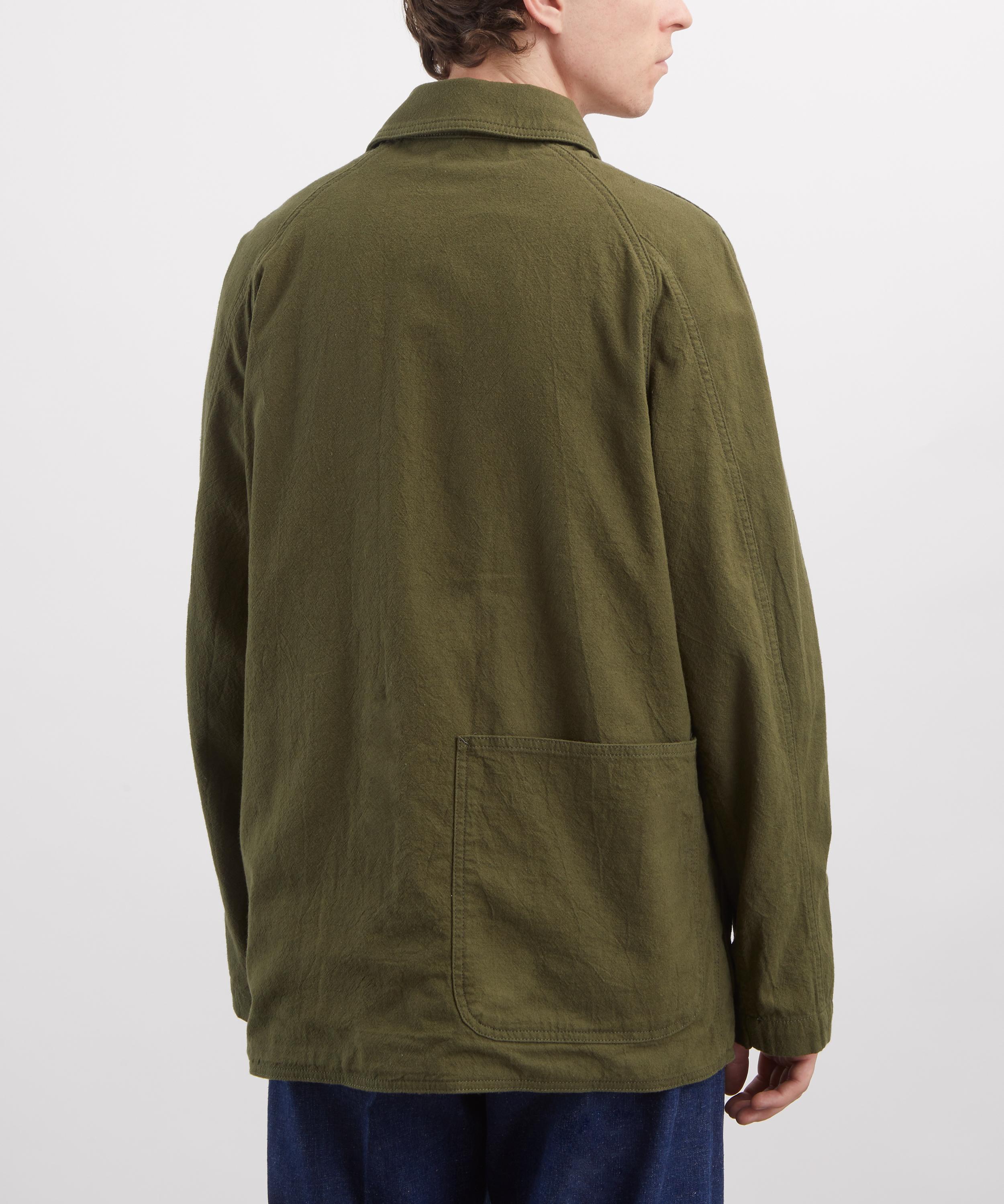 Drakes - Green Cotton-Linen Raglan Work Coat image number 3