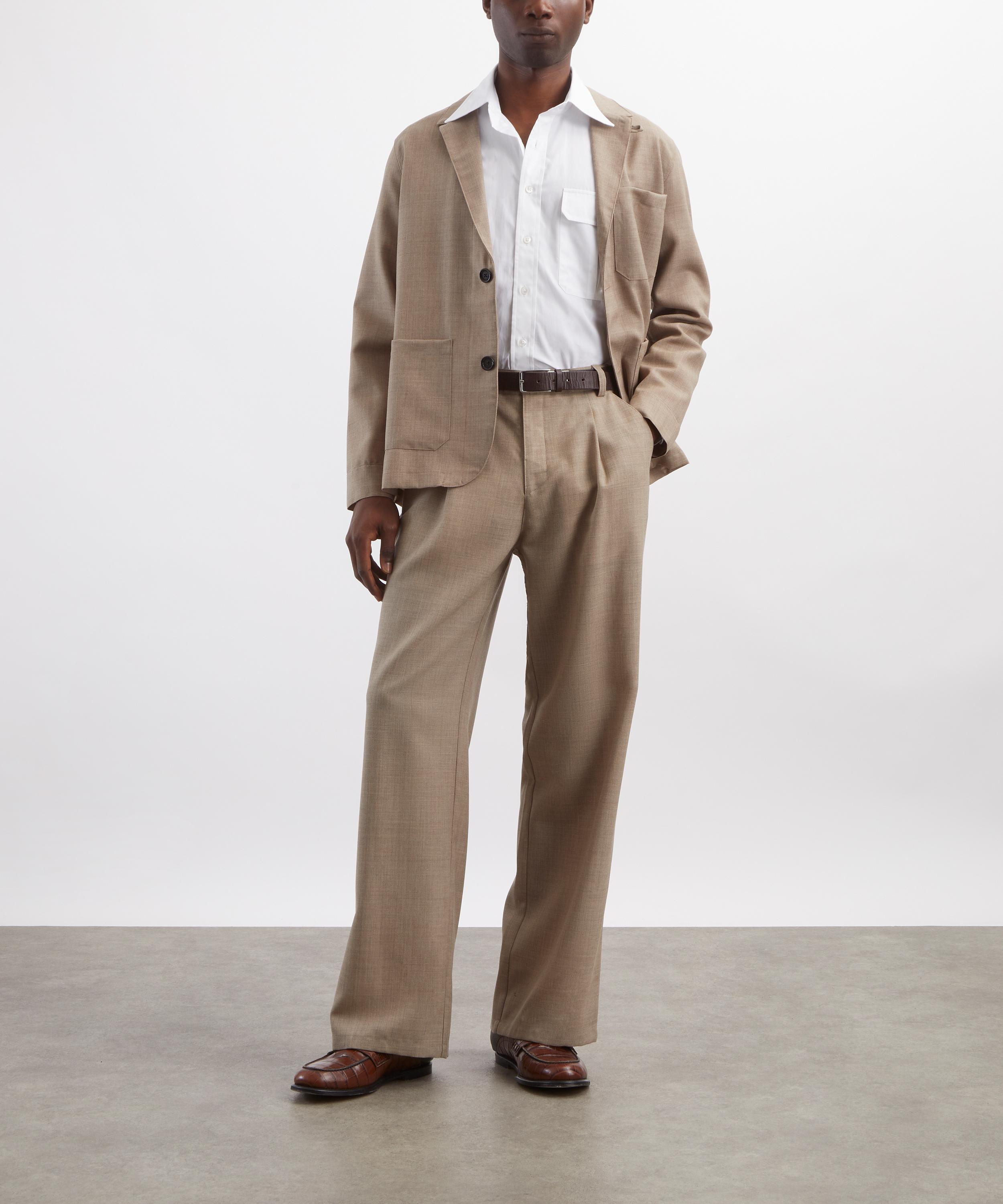 Drakes - White Long Point Collar Flap-Pocket Poplin Shirt image number 1