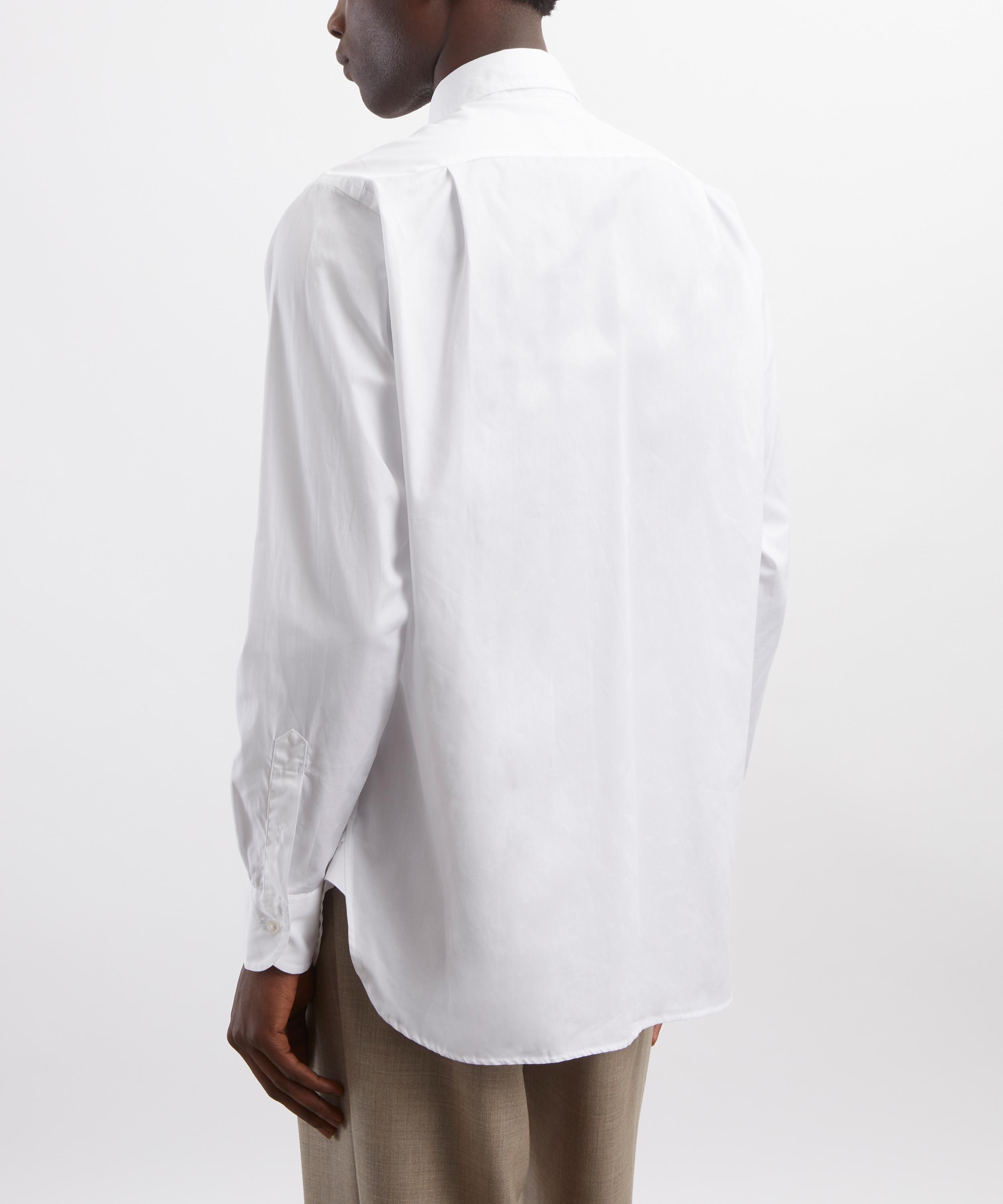 Drakes - White Long Point Collar Flap-Pocket Poplin Shirt image number 3