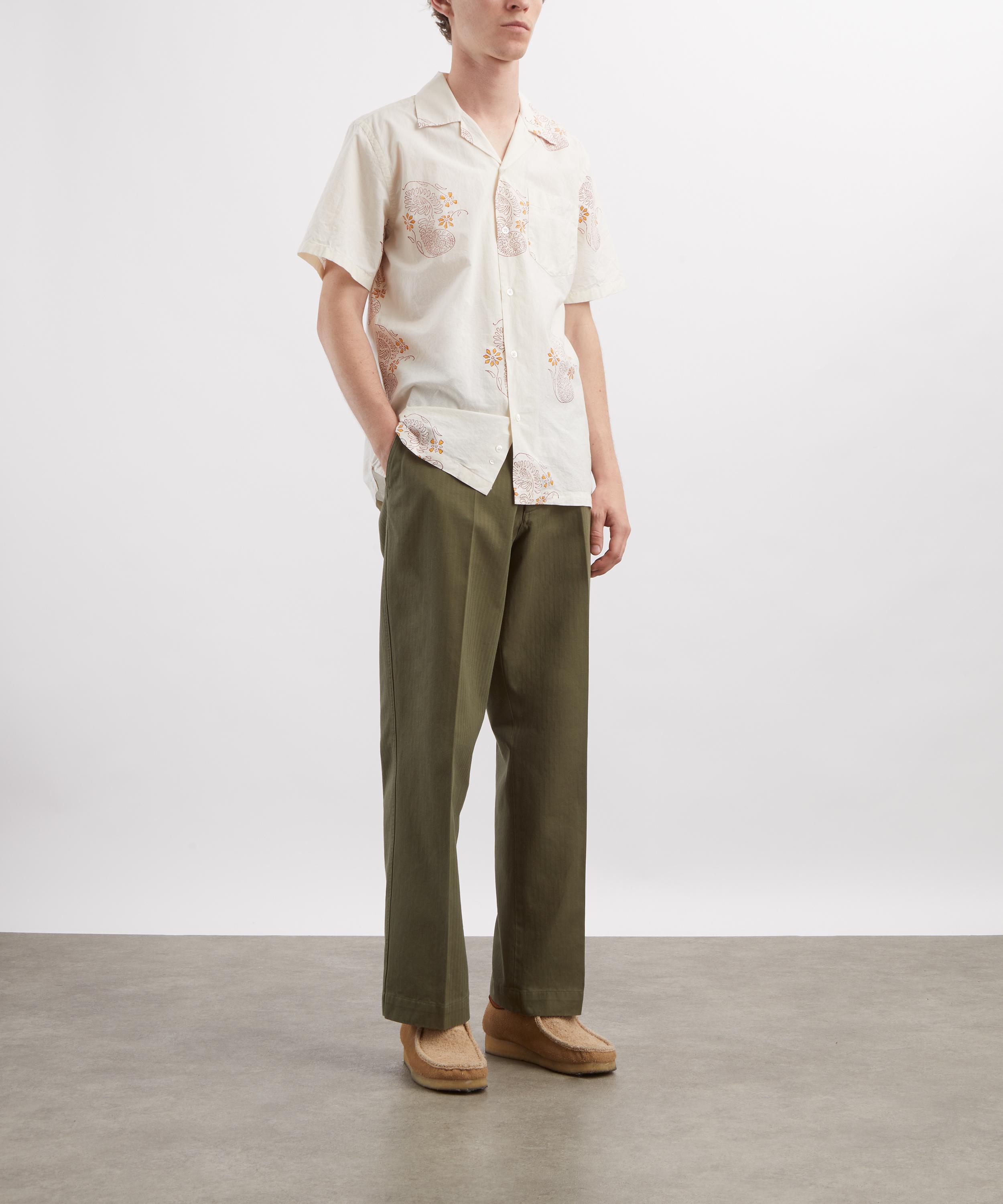 Drakes - Floral Block Print Short-Sleeve Camp Collar Shirt image number 1