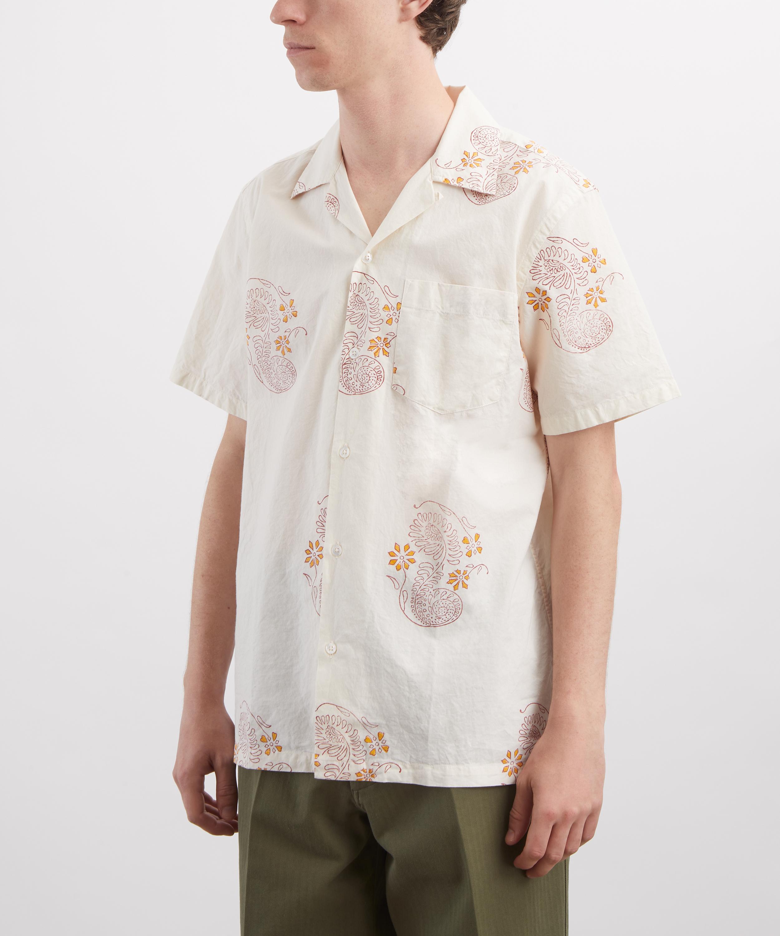 Drakes - Floral Block Print Short-Sleeve Camp Collar Shirt image number 2