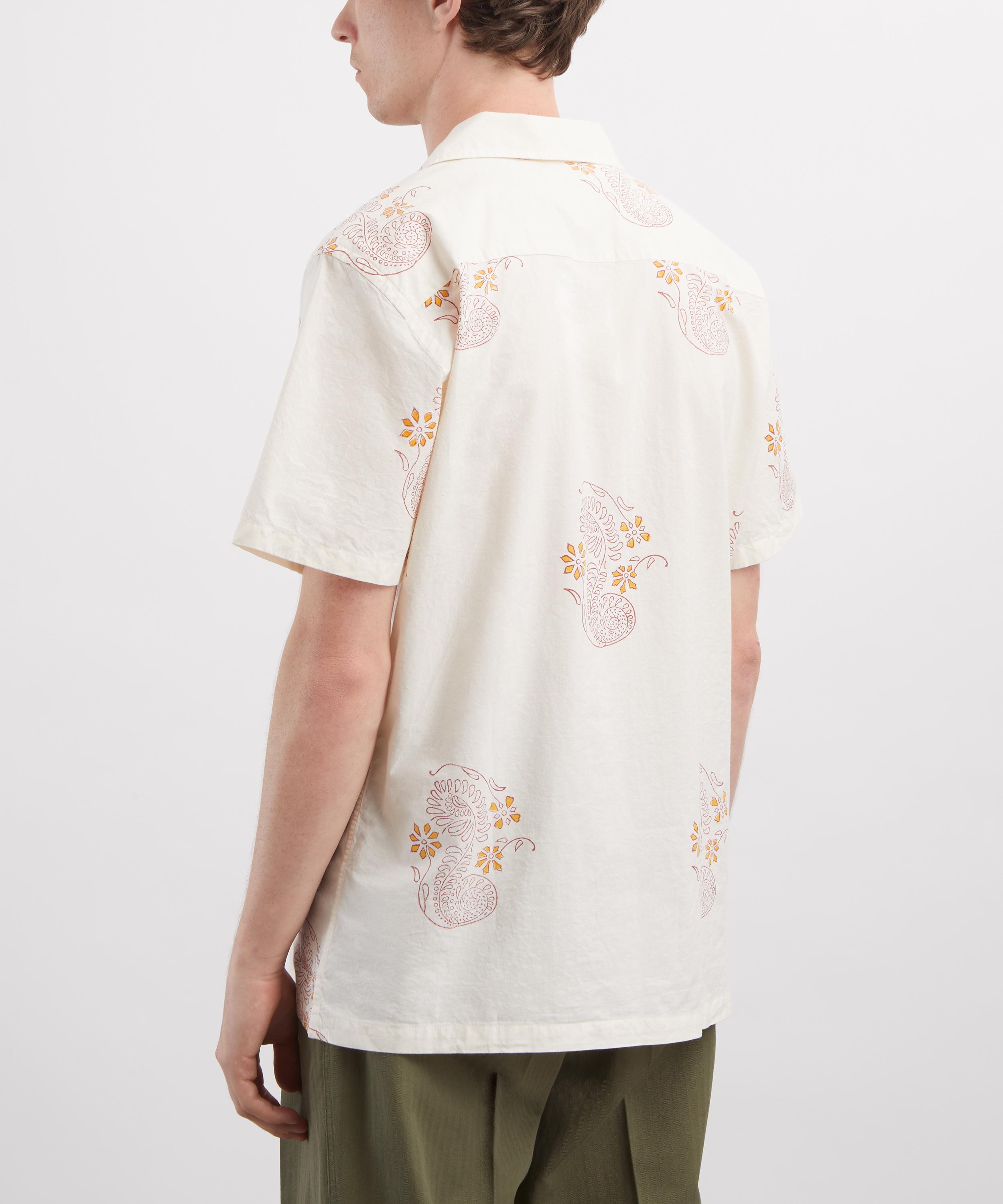 Drakes - Floral Block Print Short-Sleeve Camp Collar Shirt image number 3