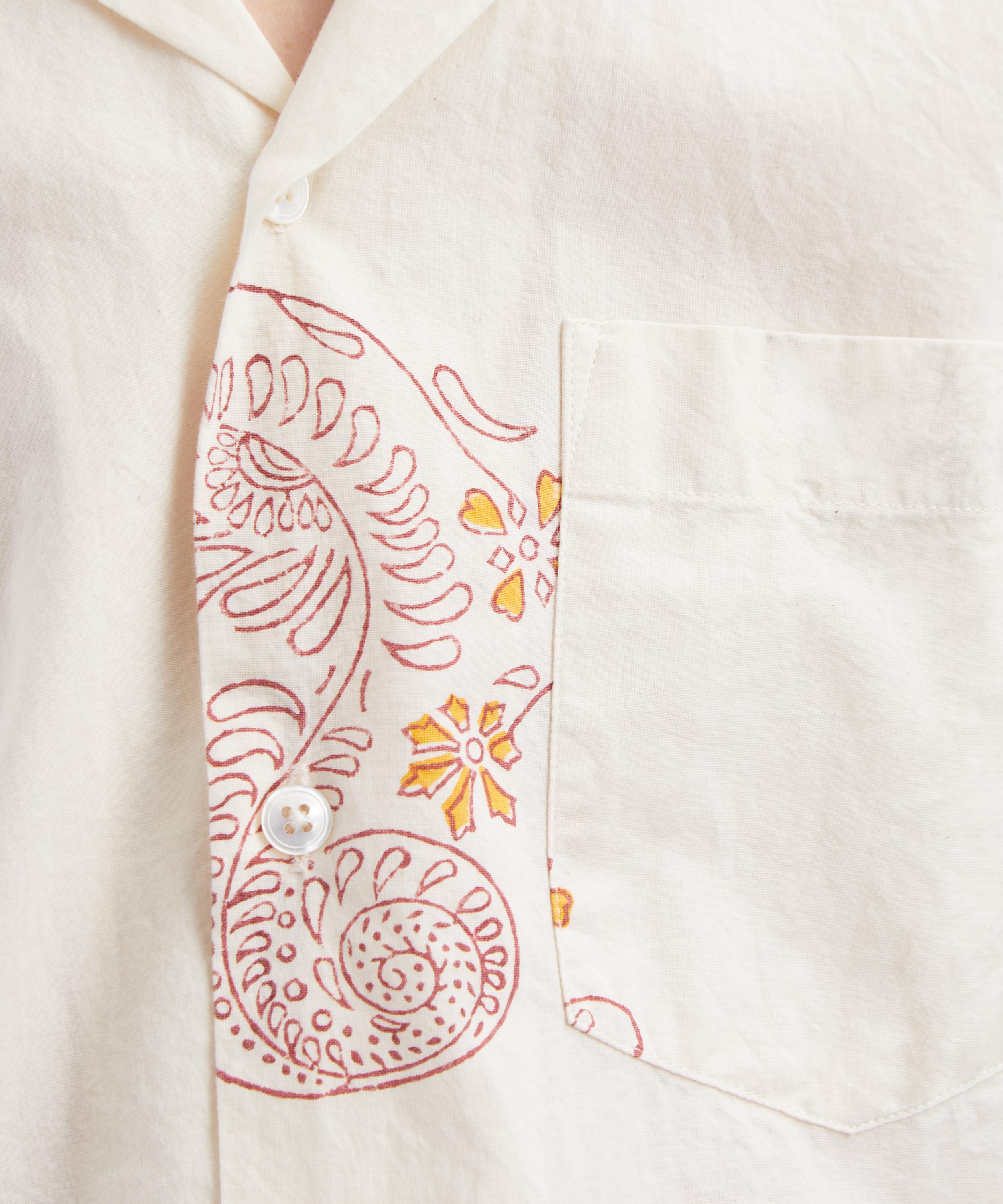 Drakes - Floral Block Print Short-Sleeve Camp Collar Shirt image number 4